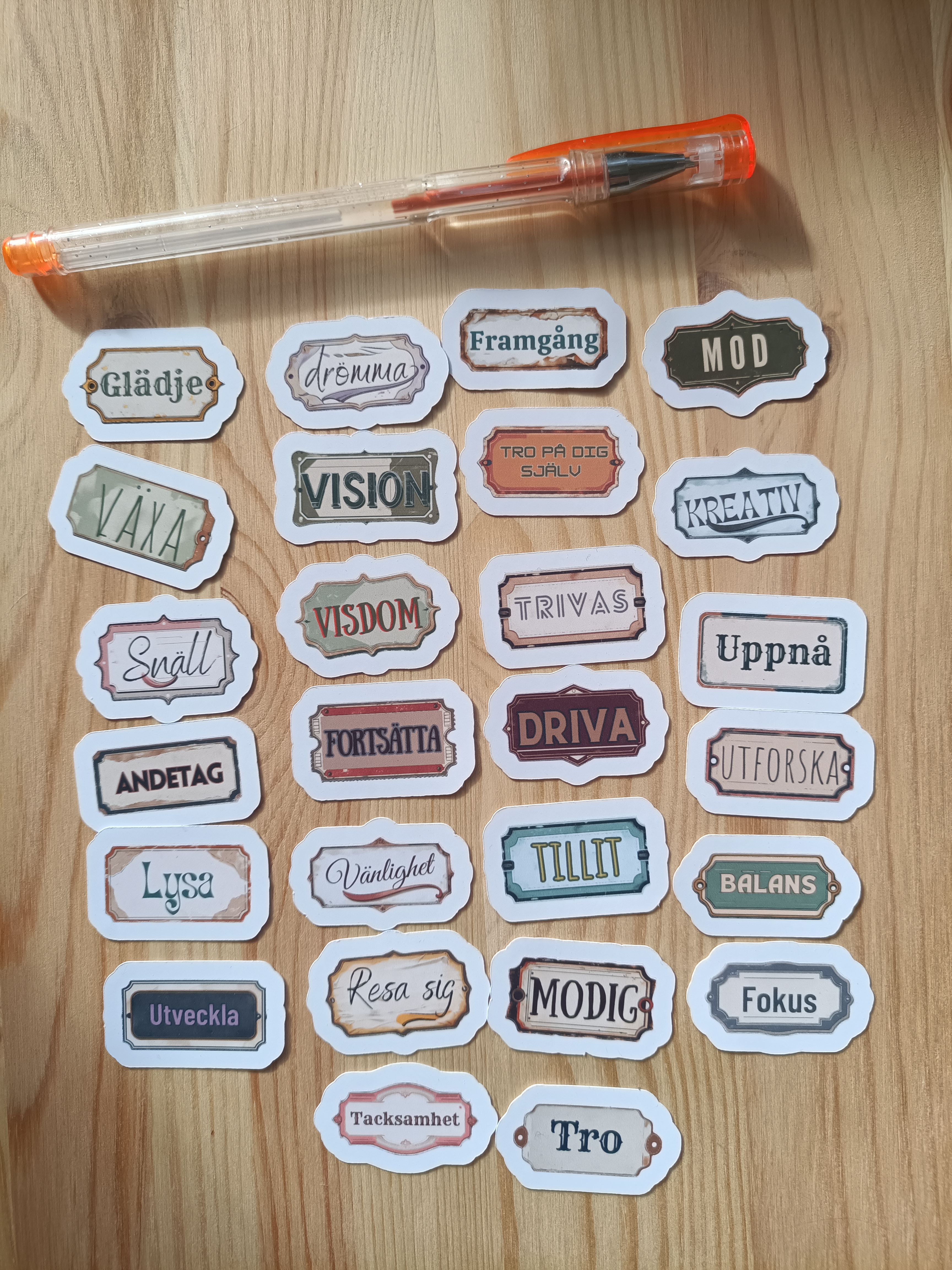 Motiverande svenska klistermärken - Set - 26 st.