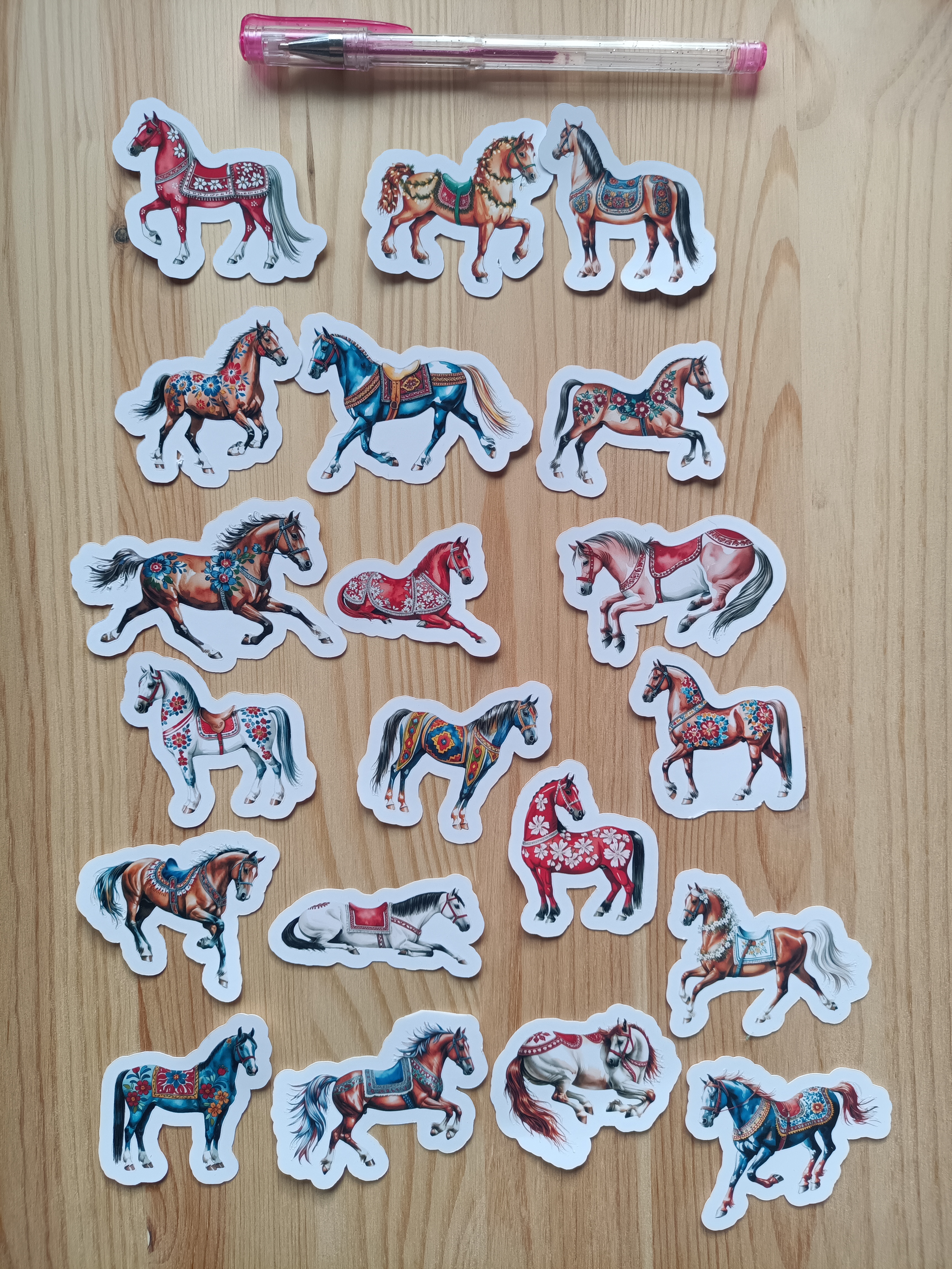 Dekorativa Dalahästklistermärken Set - 20 st.