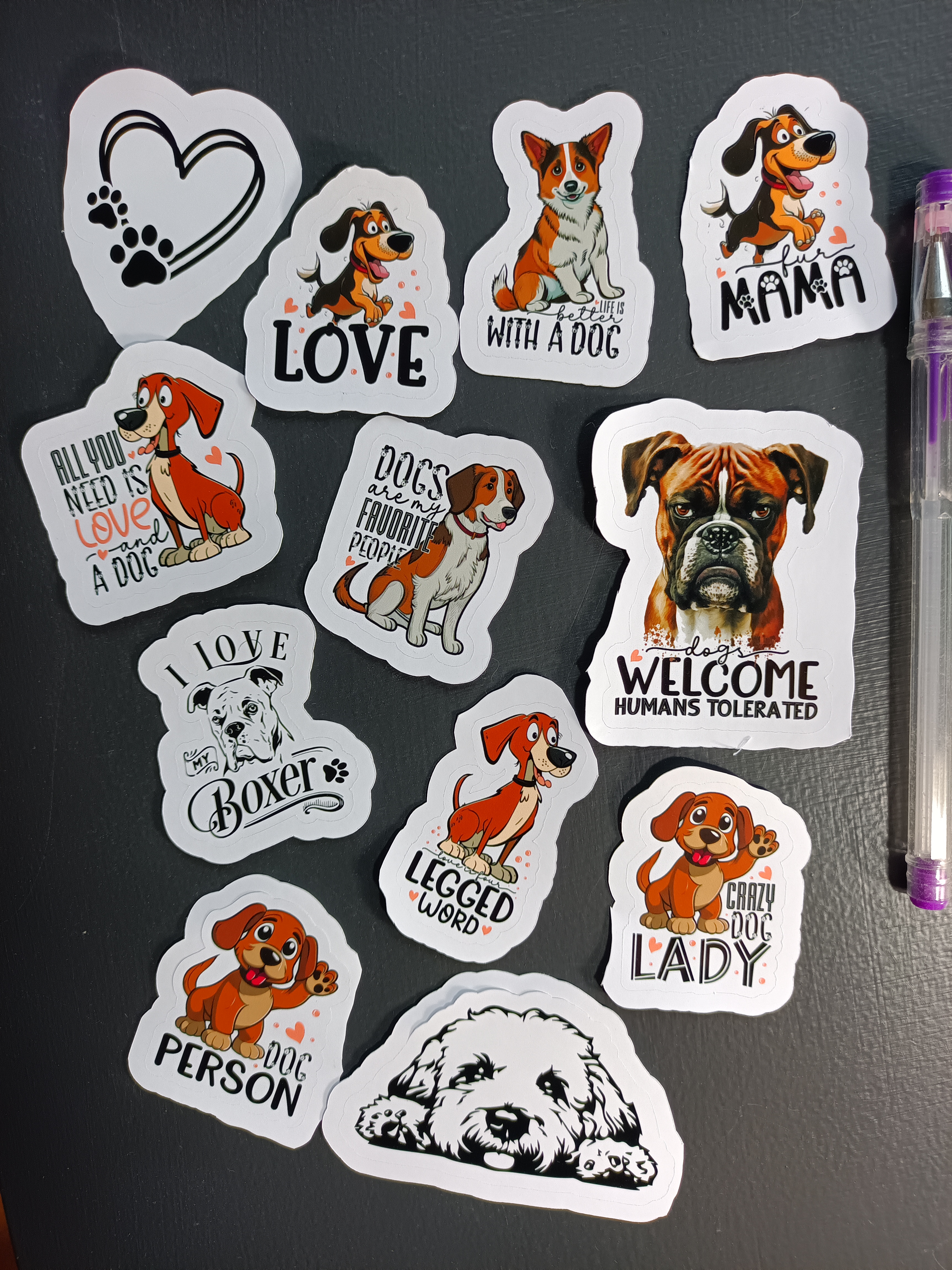 Hundtema klistermärkespaket - 12 st.