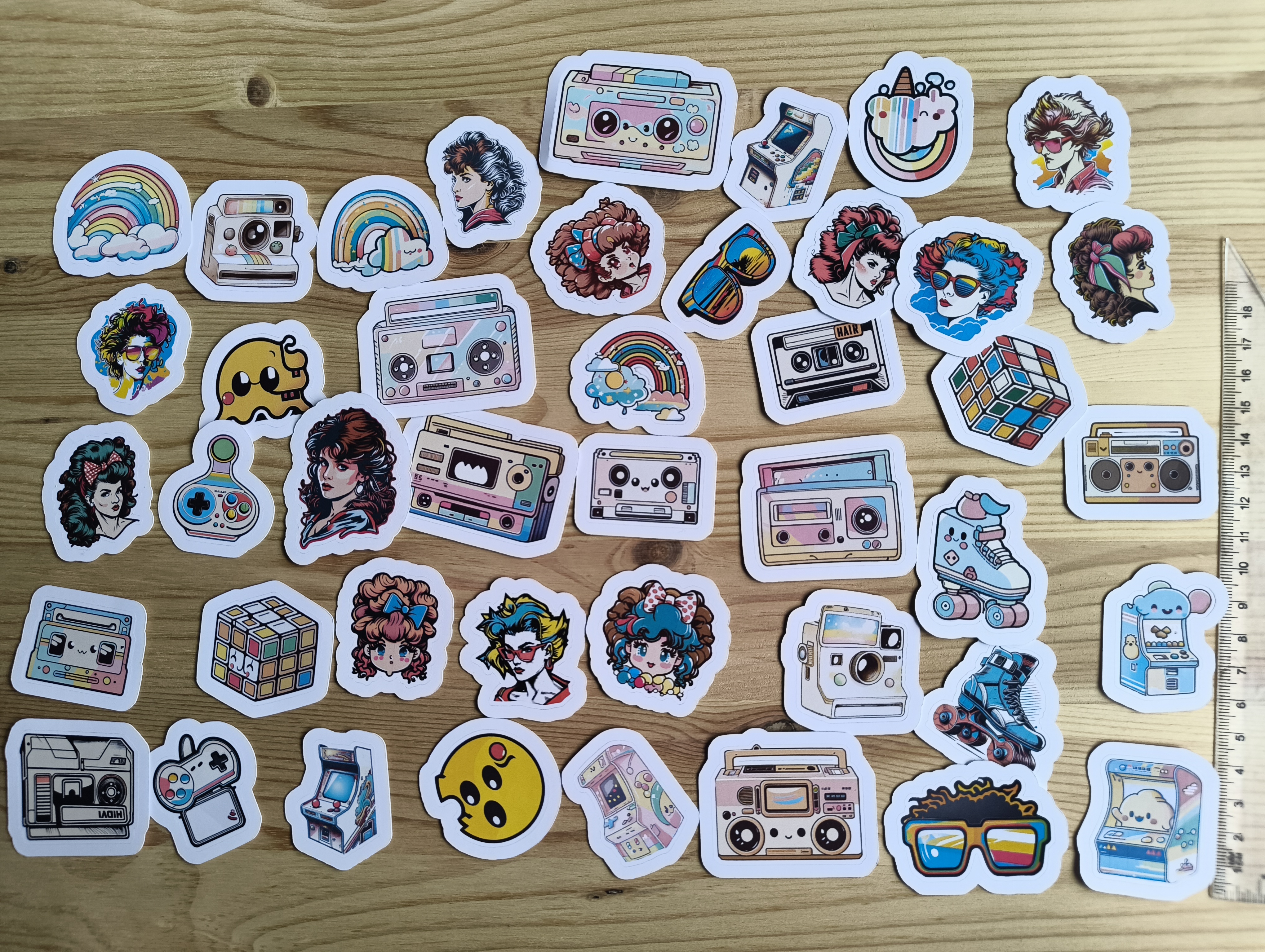 Retro-tema klistermärkesset - 43 st.