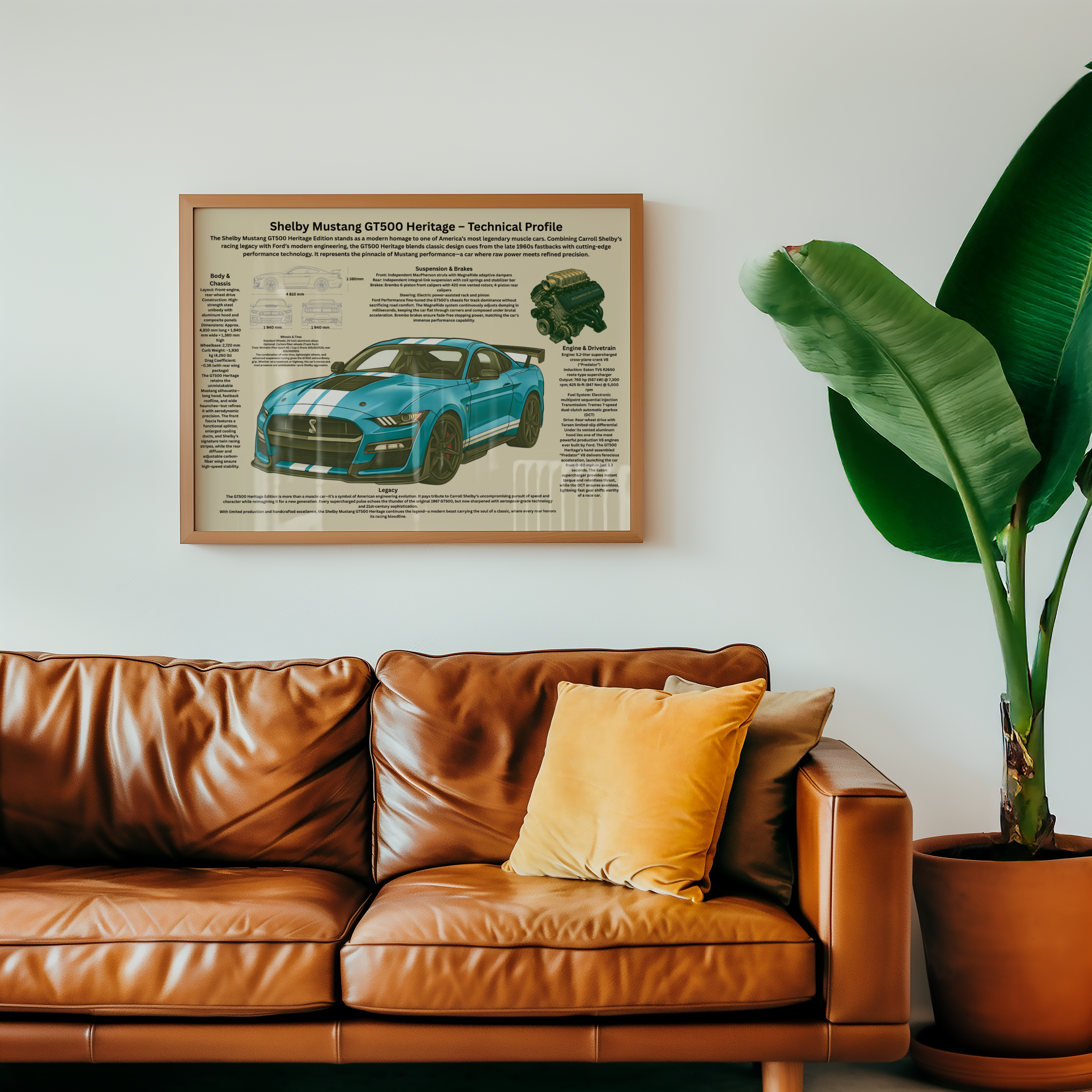 A3 Poster Modern Muskelbil – Teknisk Motorsportillustration