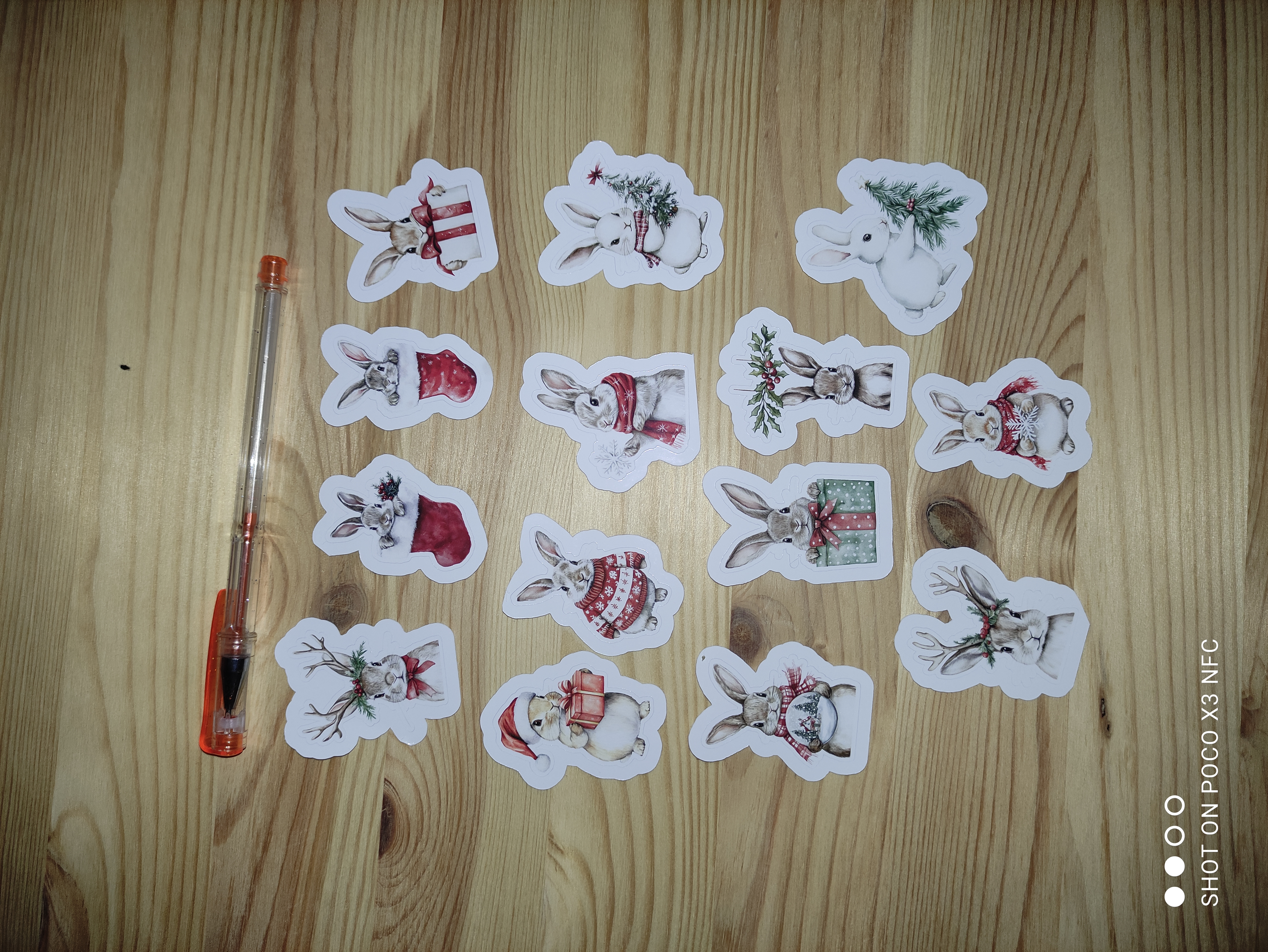 Julhare klistermärkesset - 14 st.