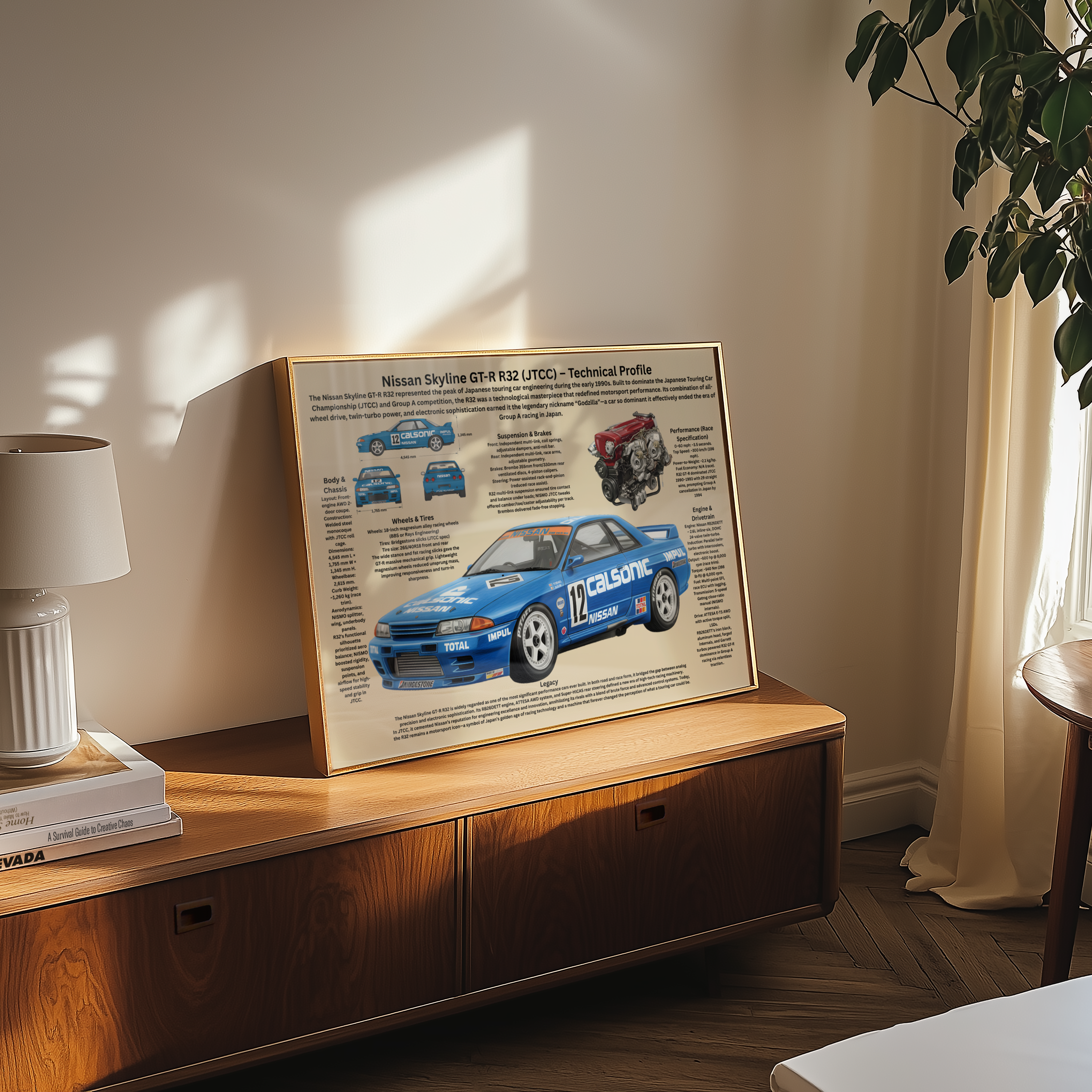 A3 Poster Klassisk Touringbil – Teknisk Motorsportillustration