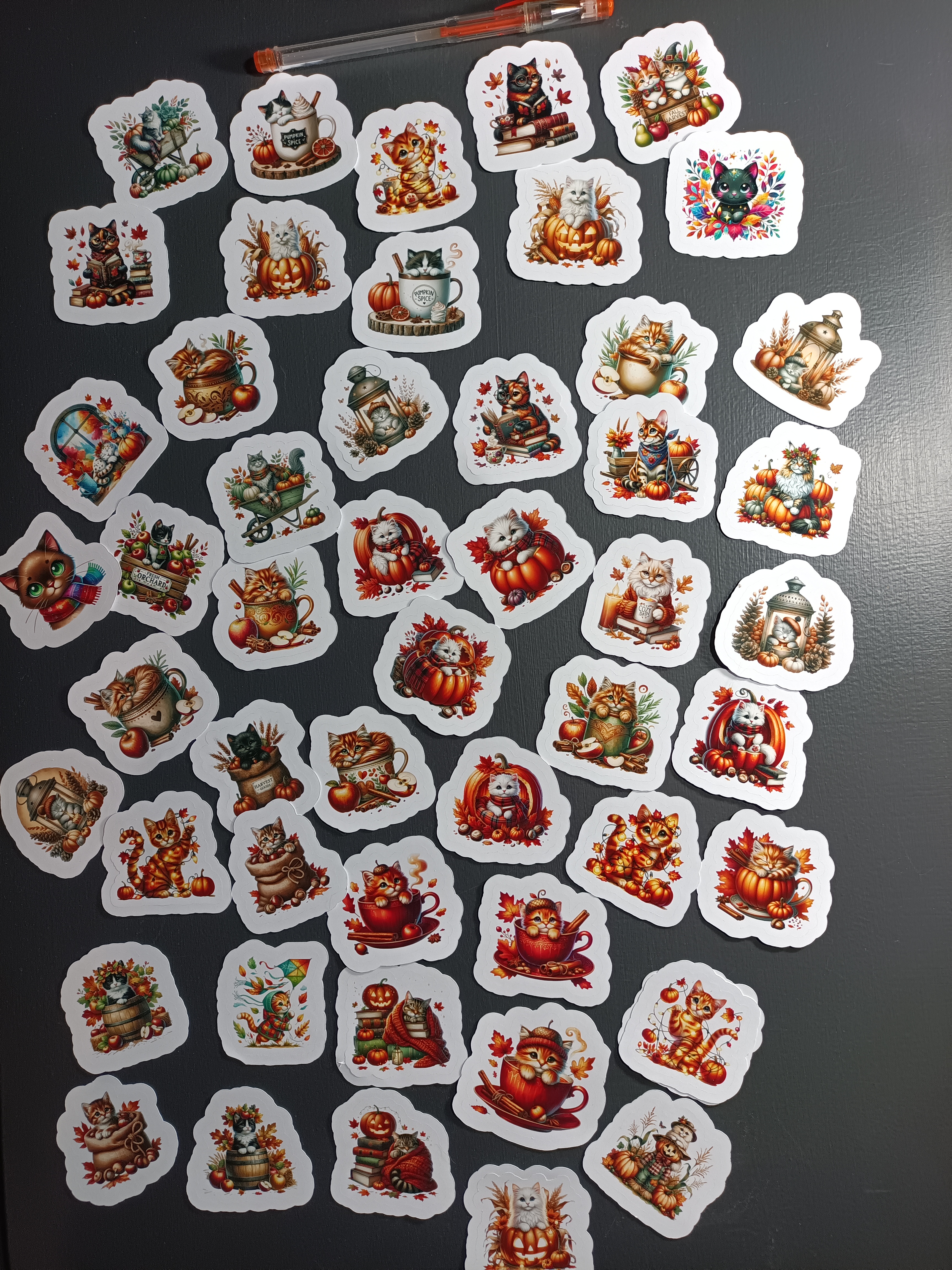 Söt katt klistermärkesset - 51 st.