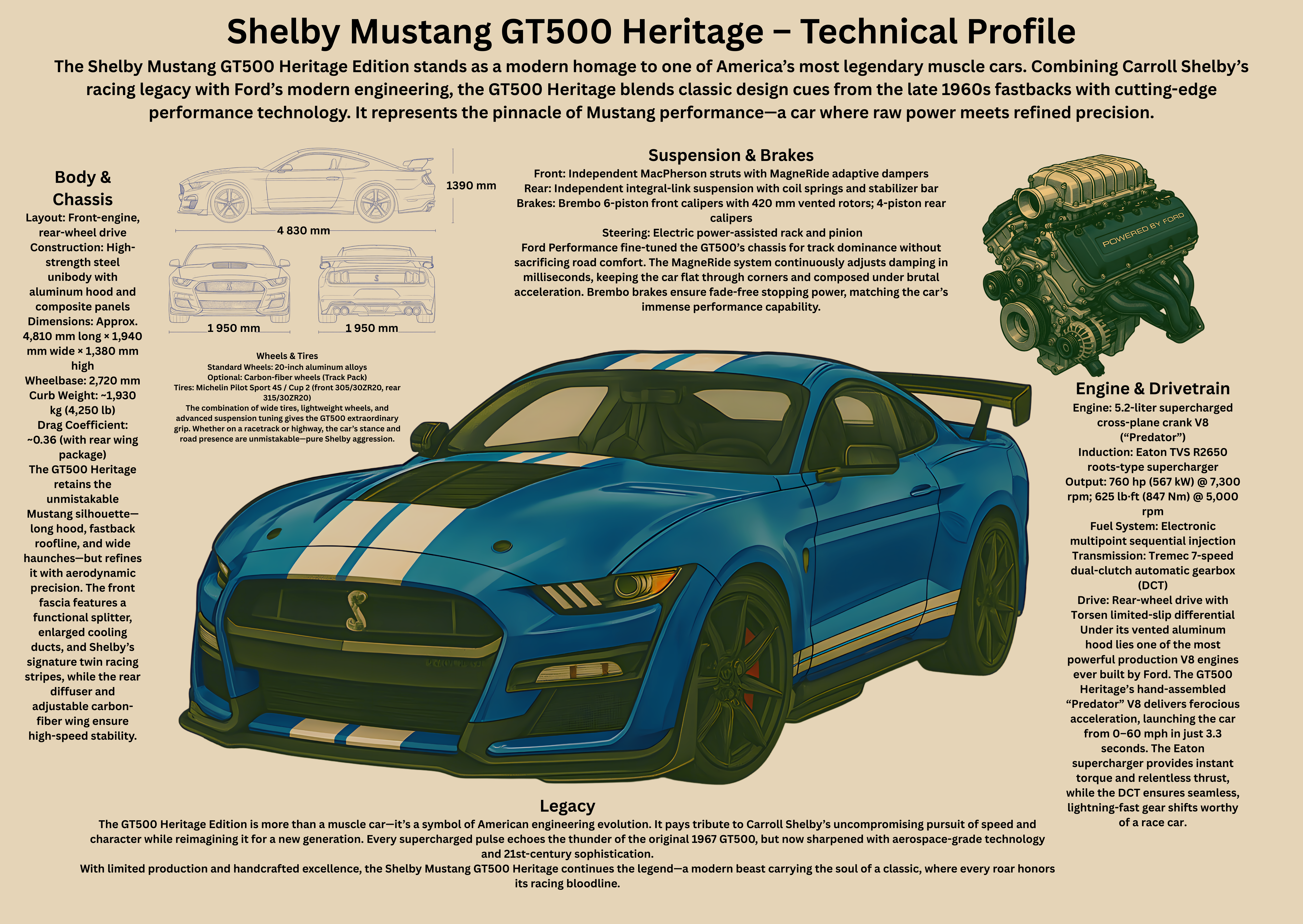 Shelby Mustang GT500 Heritage Edition - Affischer A2