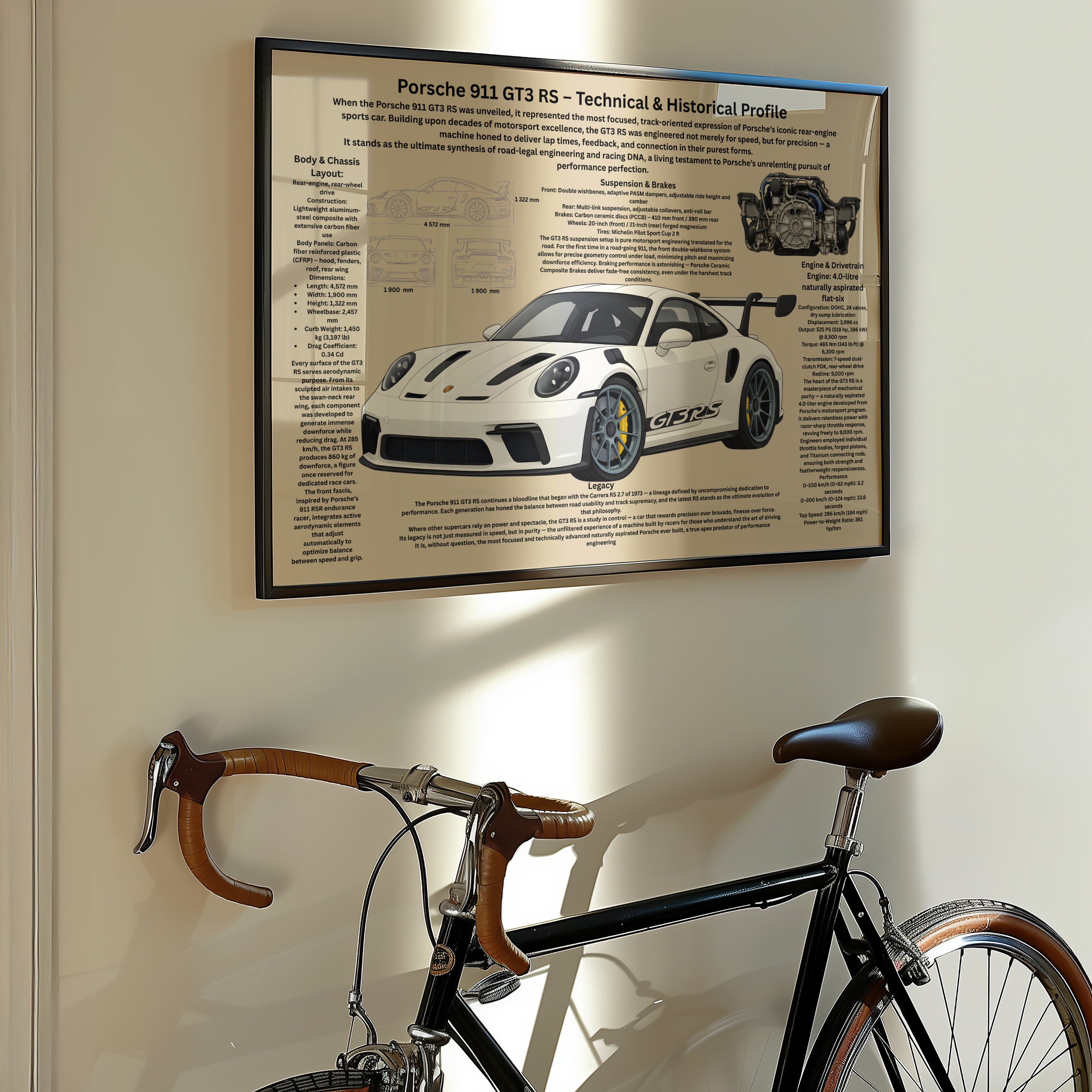 A2 Poster Banorienterad Sportbil – Teknisk Motorsportillustration