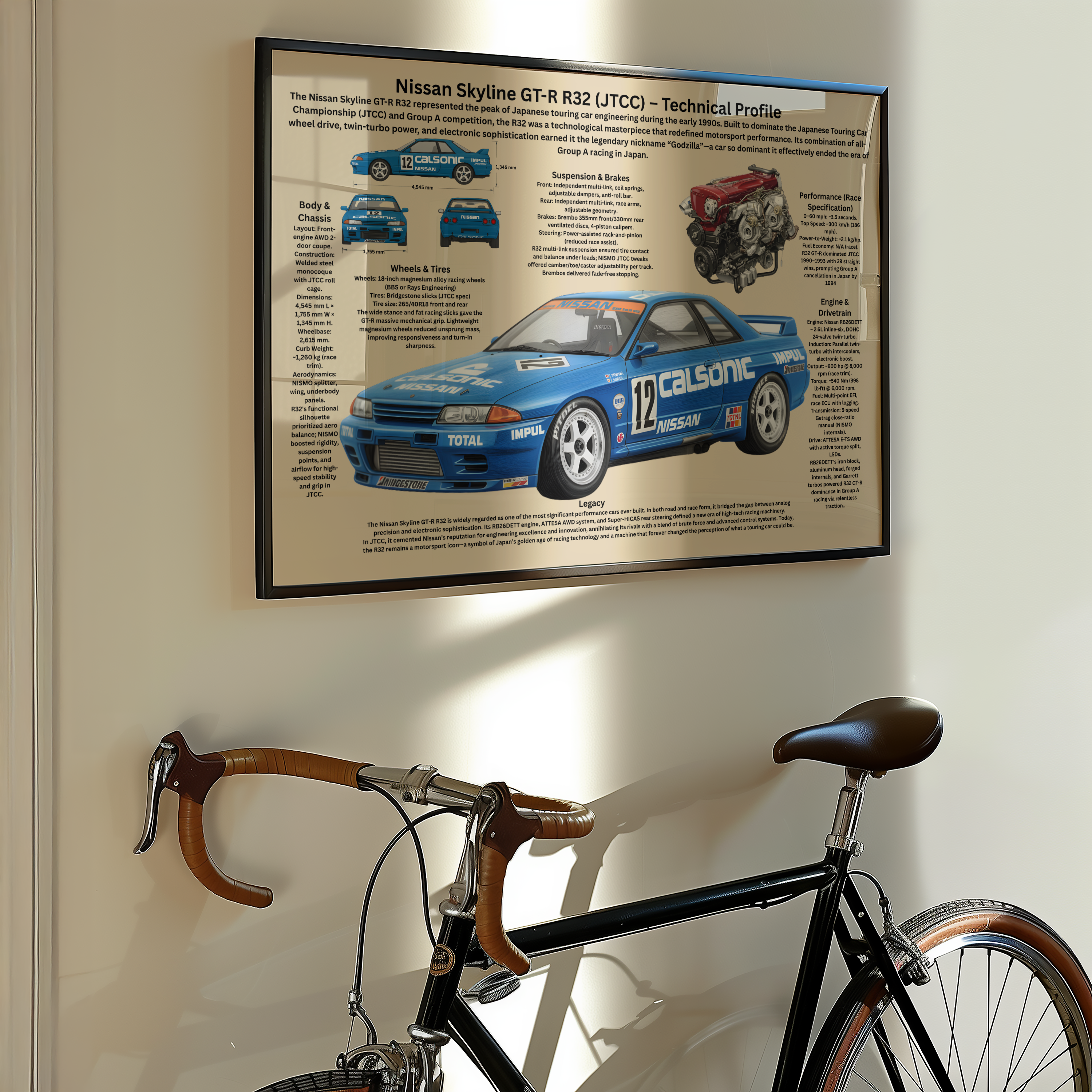 A2 Poster Klassisk Touringbil – Teknisk Motorsportillustration