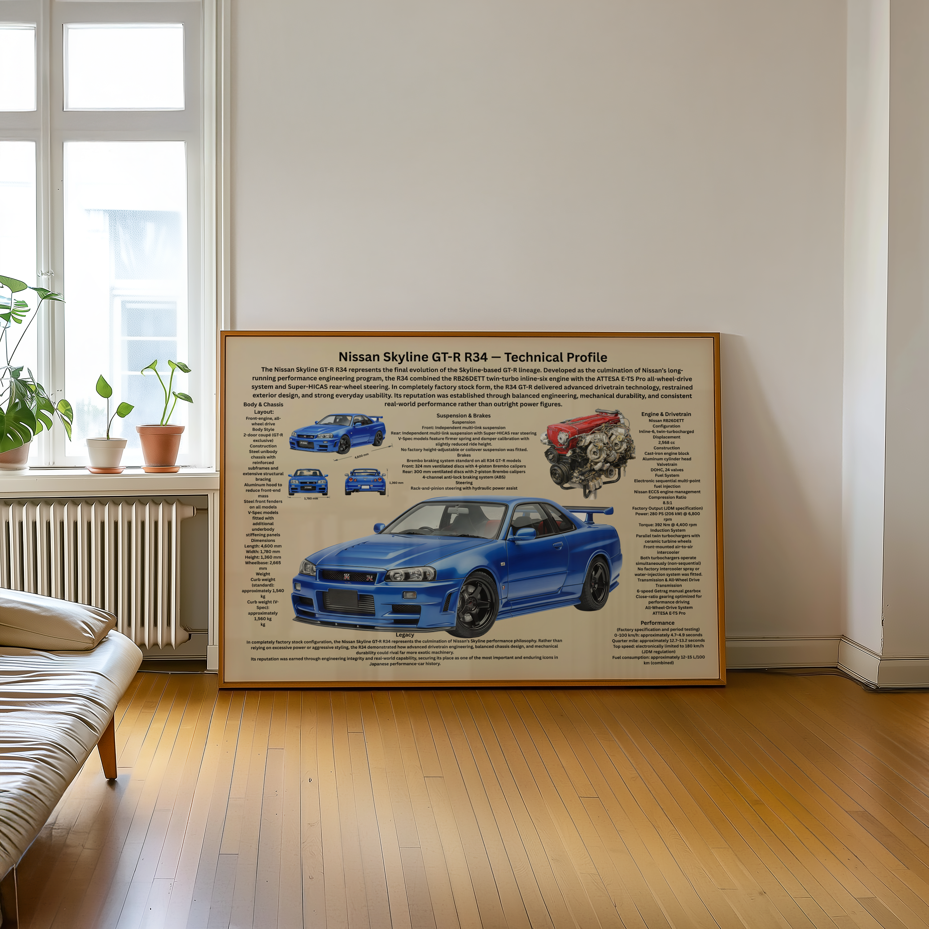 A2 Poster  Nissan Skyline GT-R R34 
