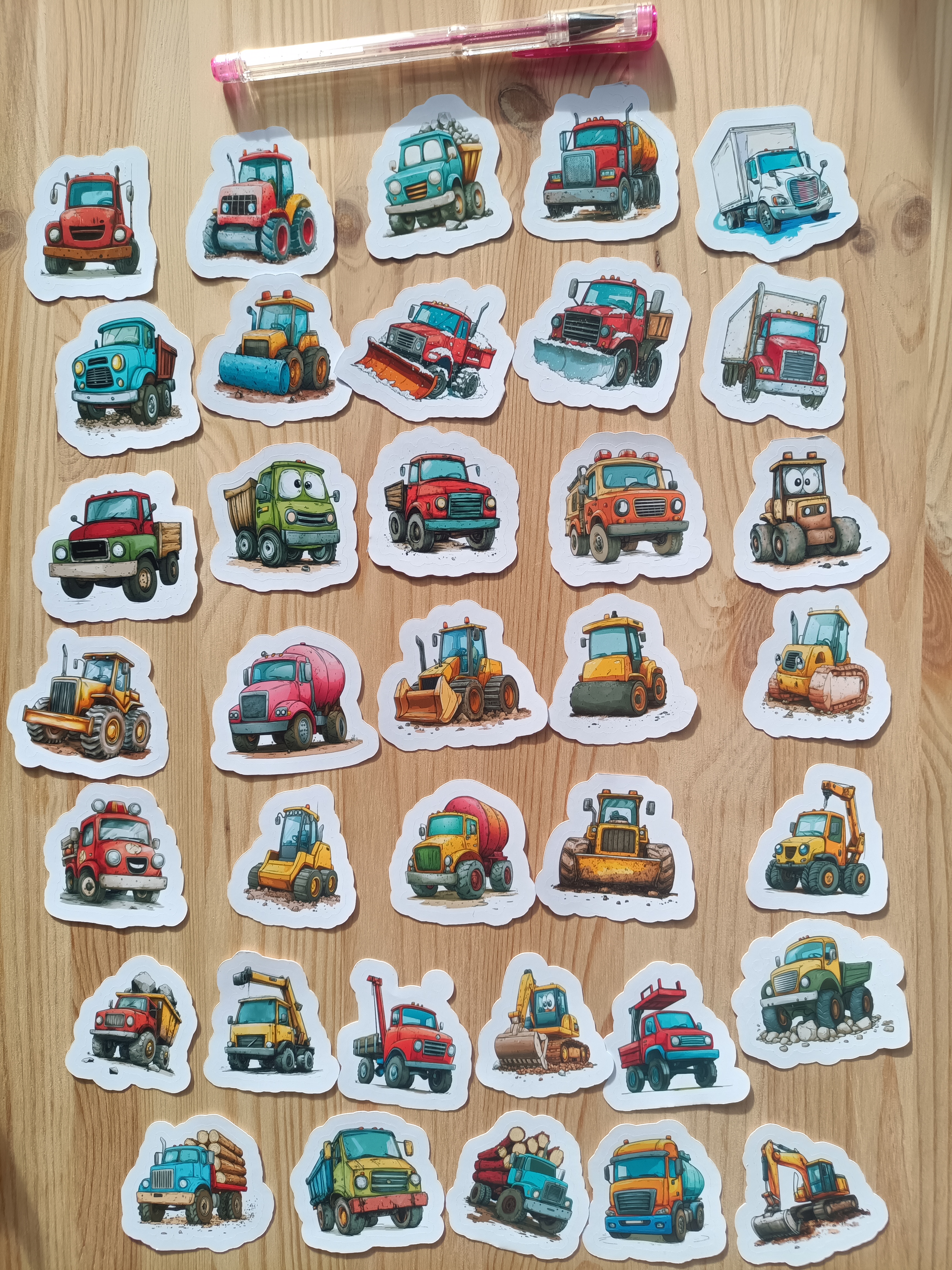 Klistermärkesset för byggfordon - 36 st.