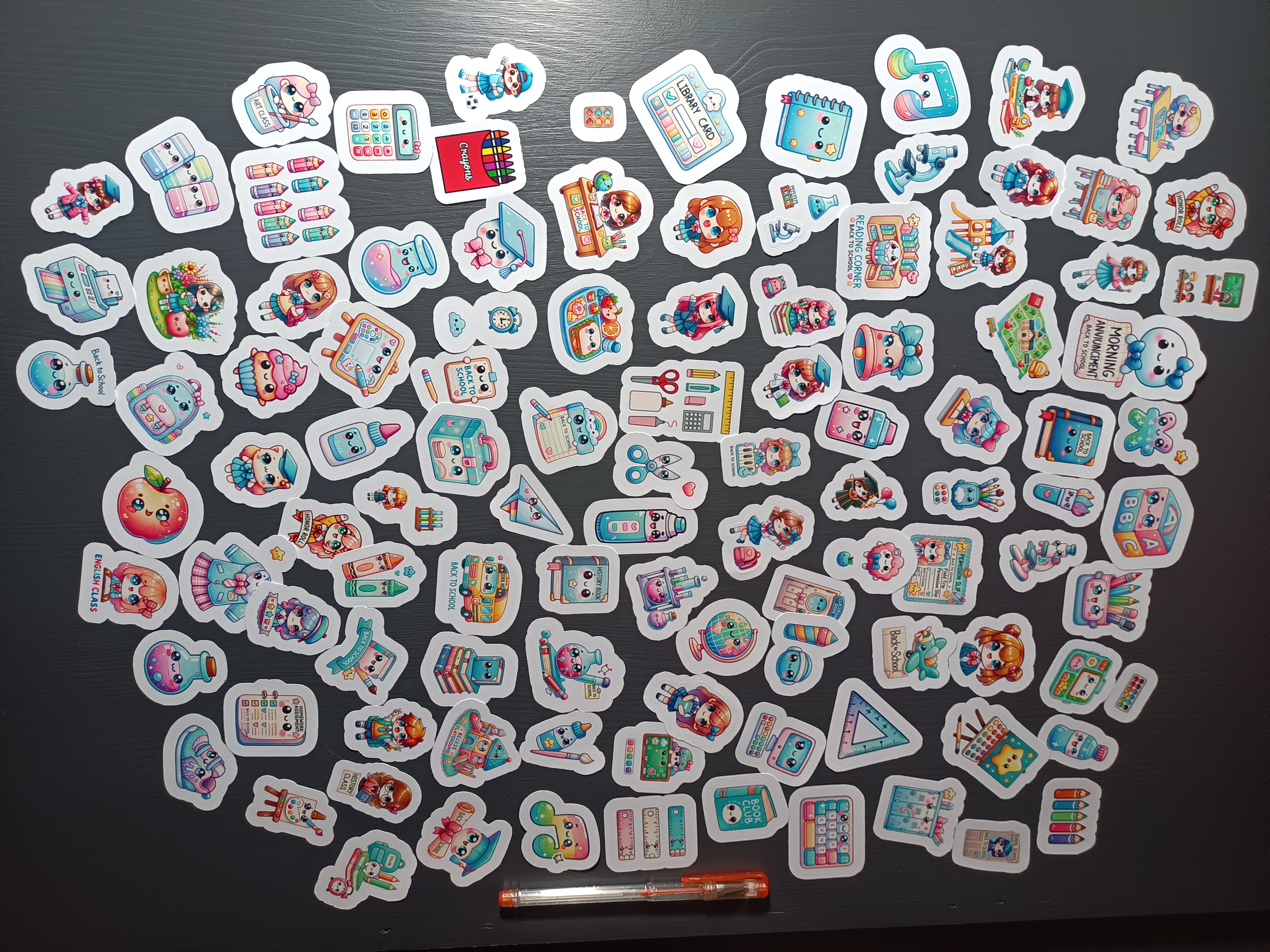 Set med färgglada söta klistermärken - 108 st.