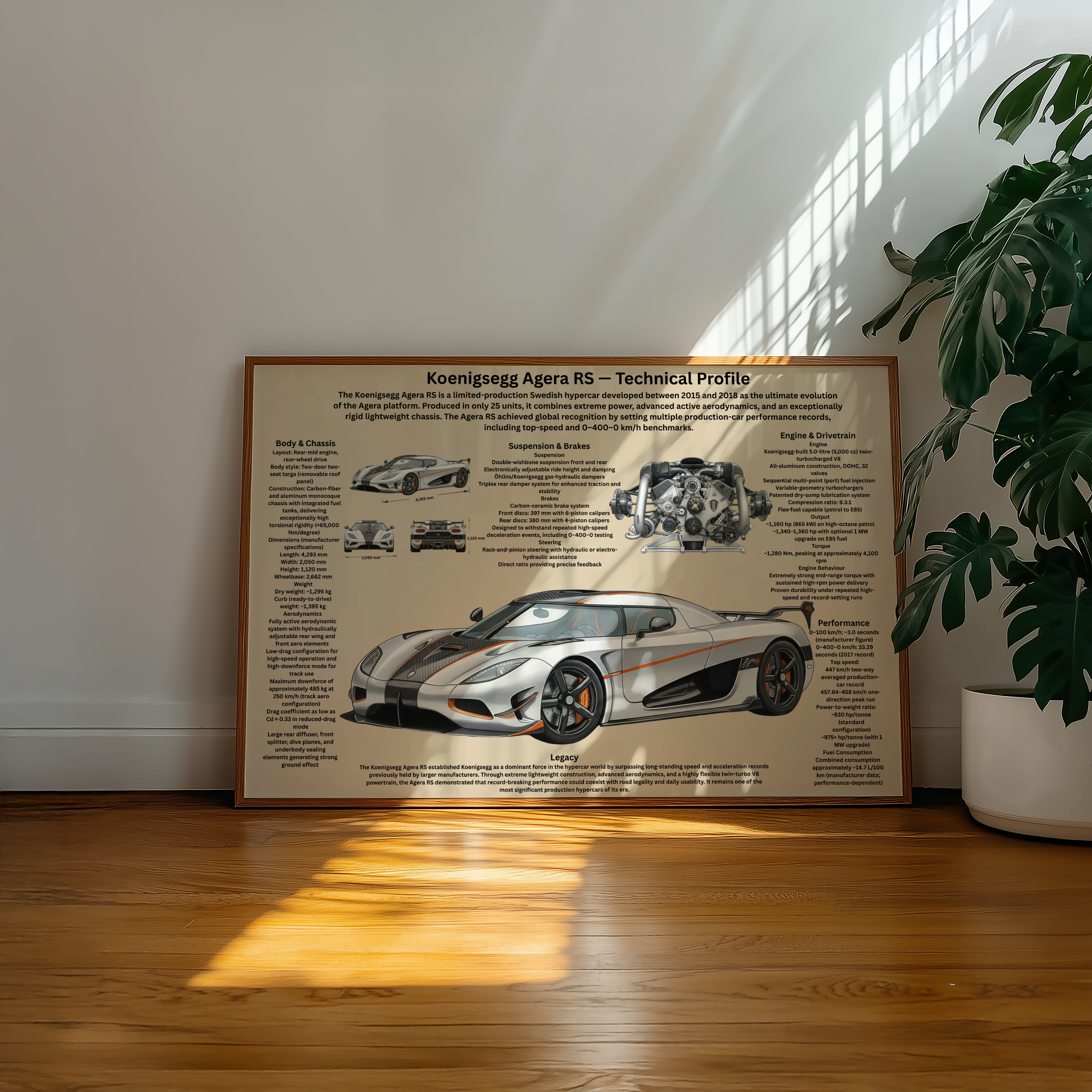 A2 Koenigsegg Agera RS Teknisk Profil Poster
