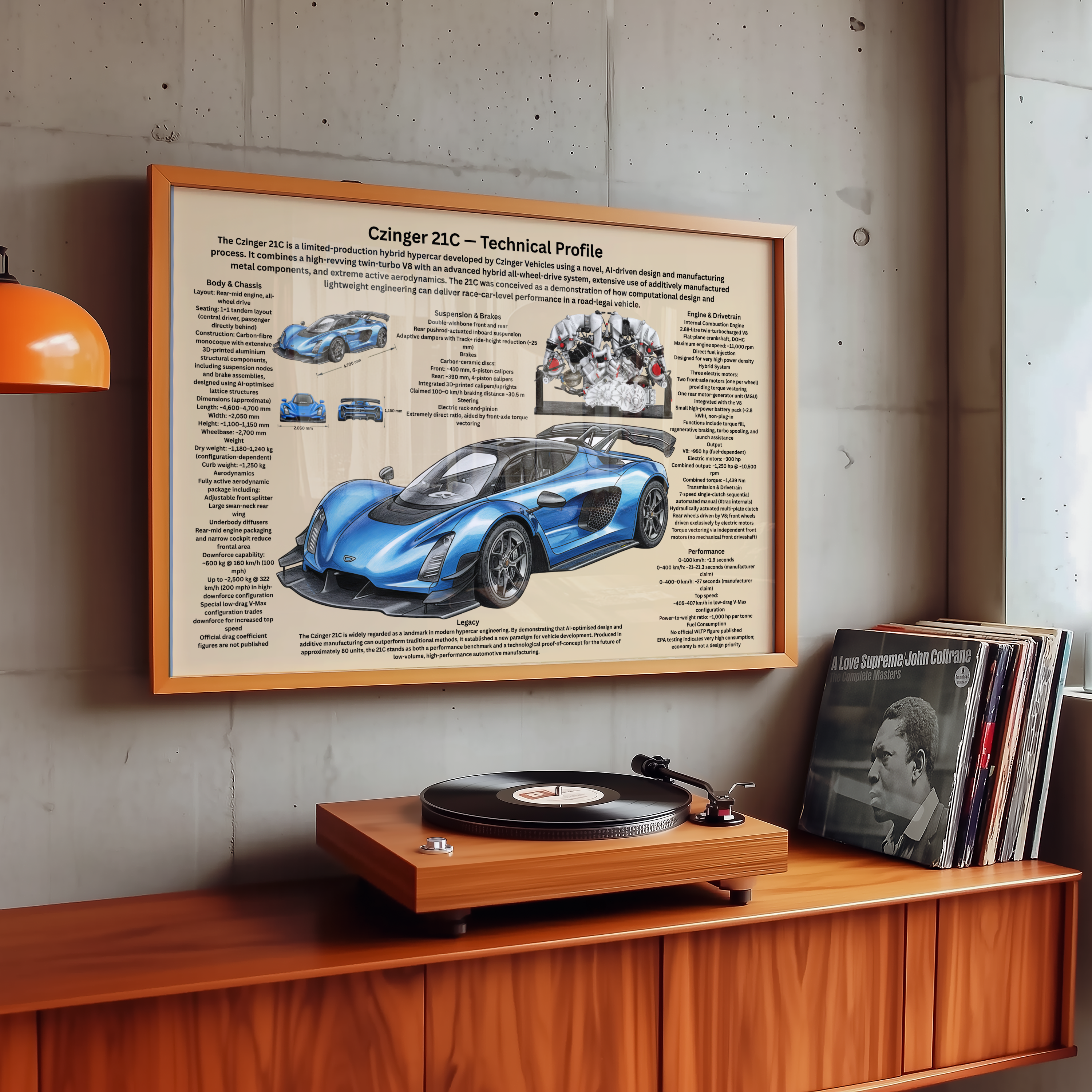 A3 Poster Hyperbil – Teknisk Motorsportillustration