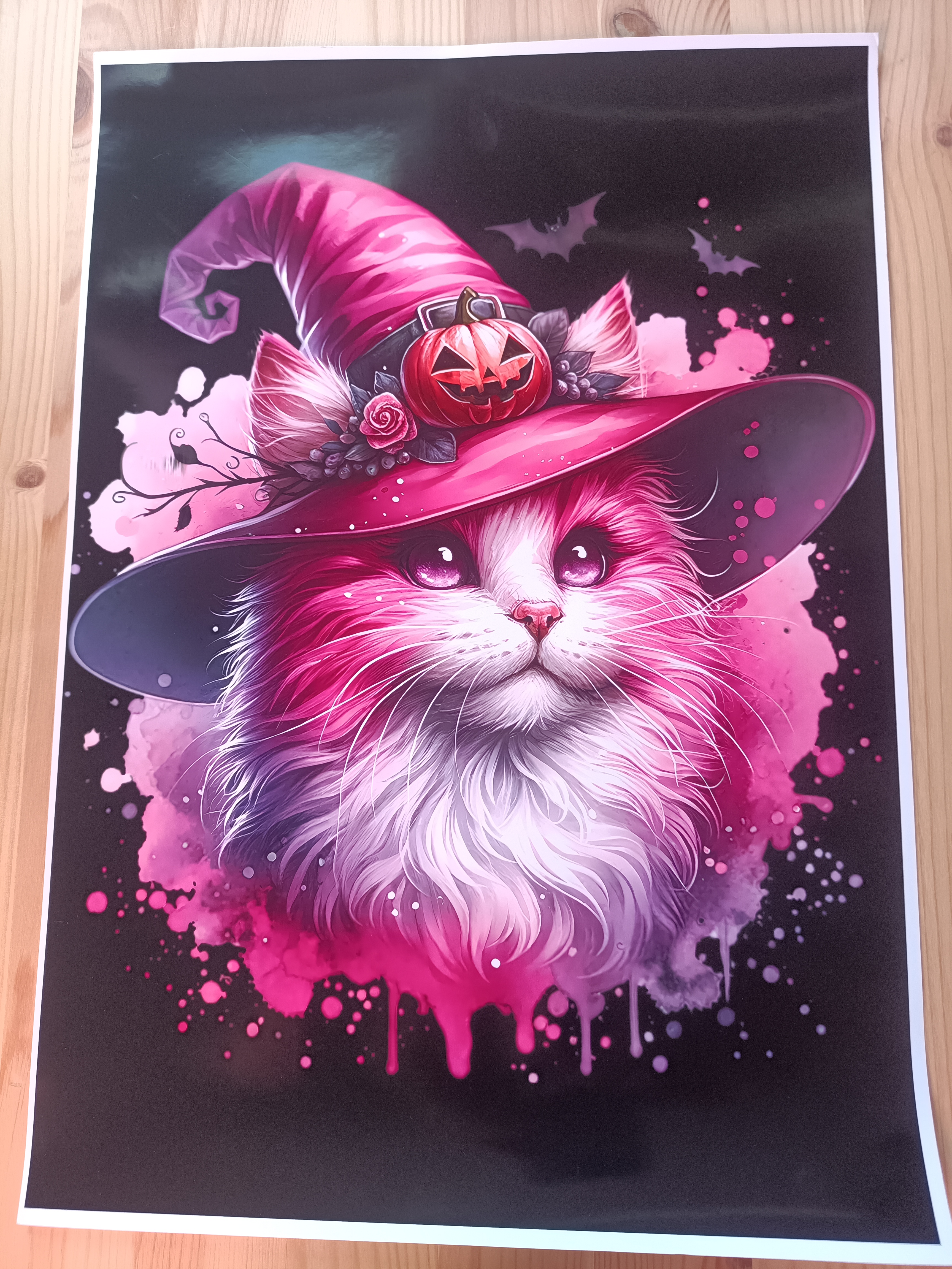Halloween Häxa Katt Konst Poster - A 3