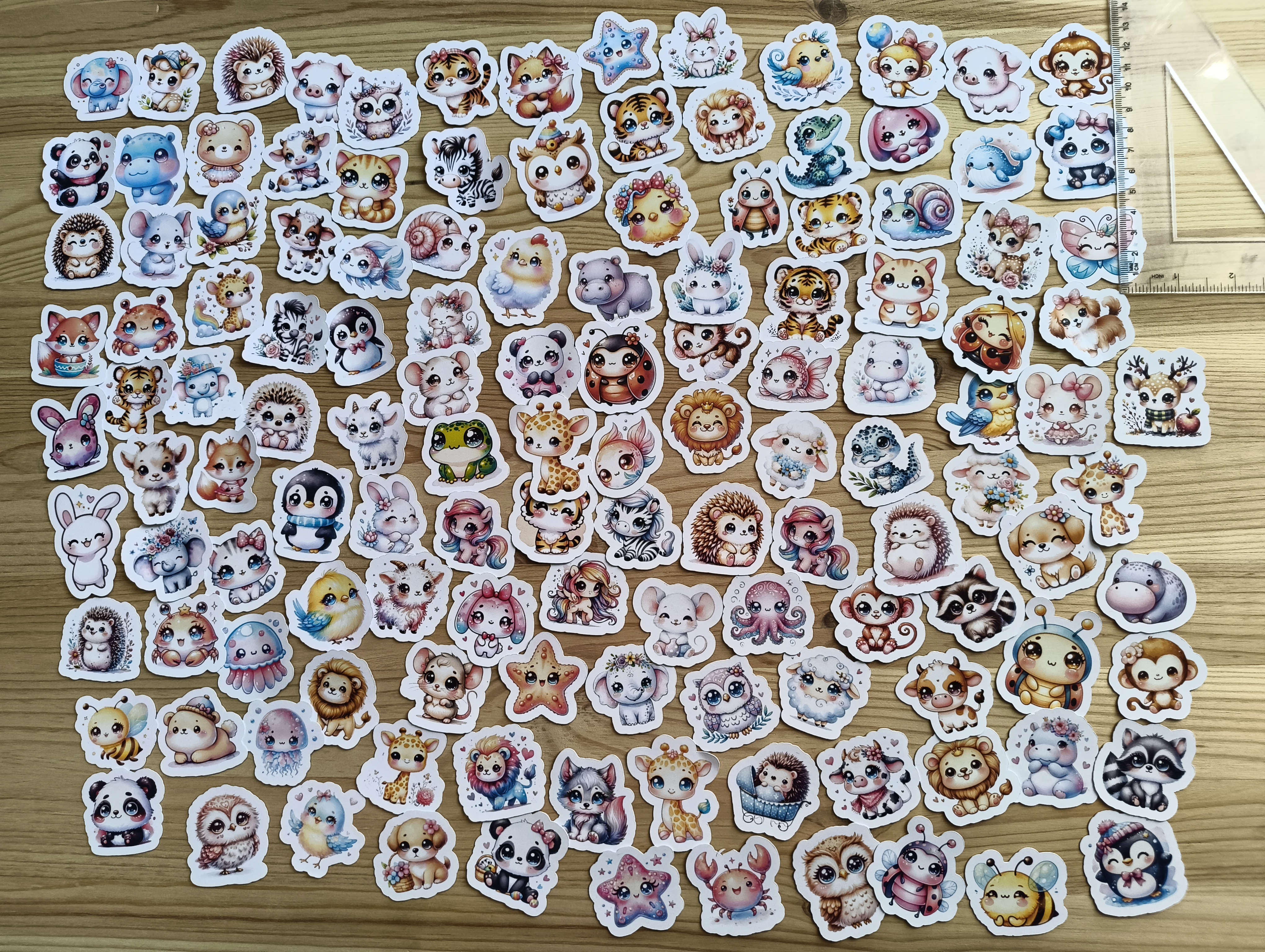 Söta djurklistermärken - 131 st.