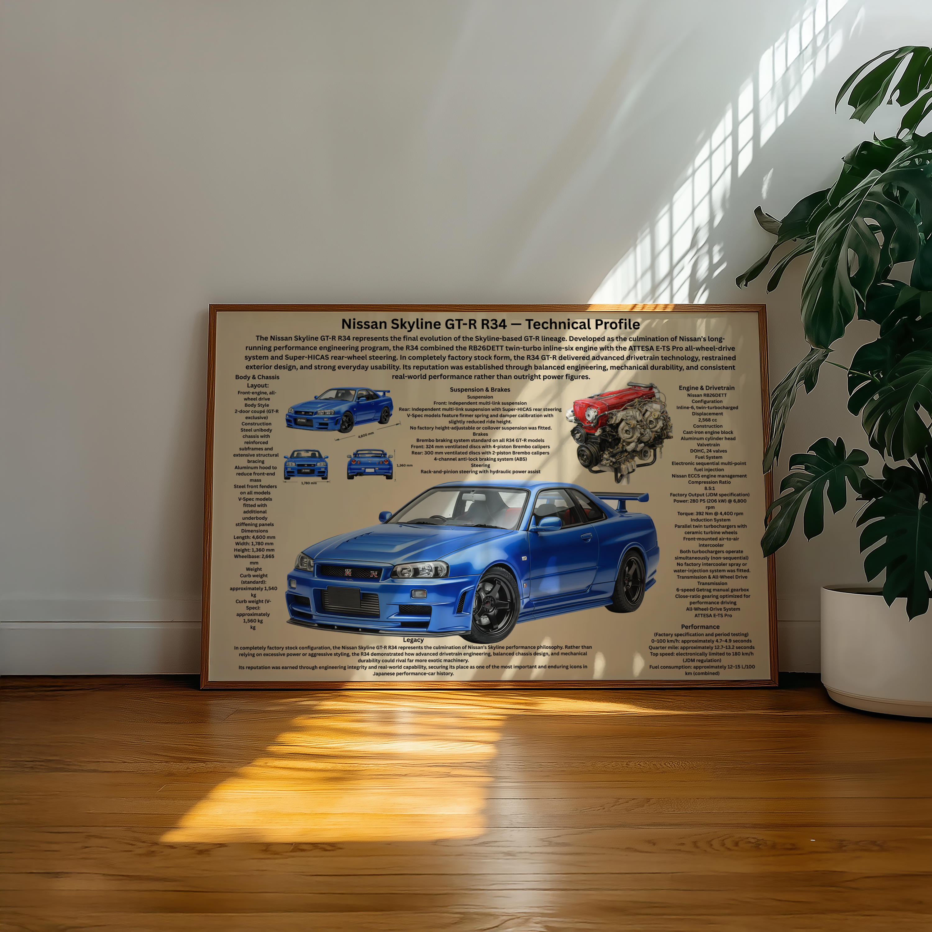A2 Poster  Nissan Skyline GT-R R34 