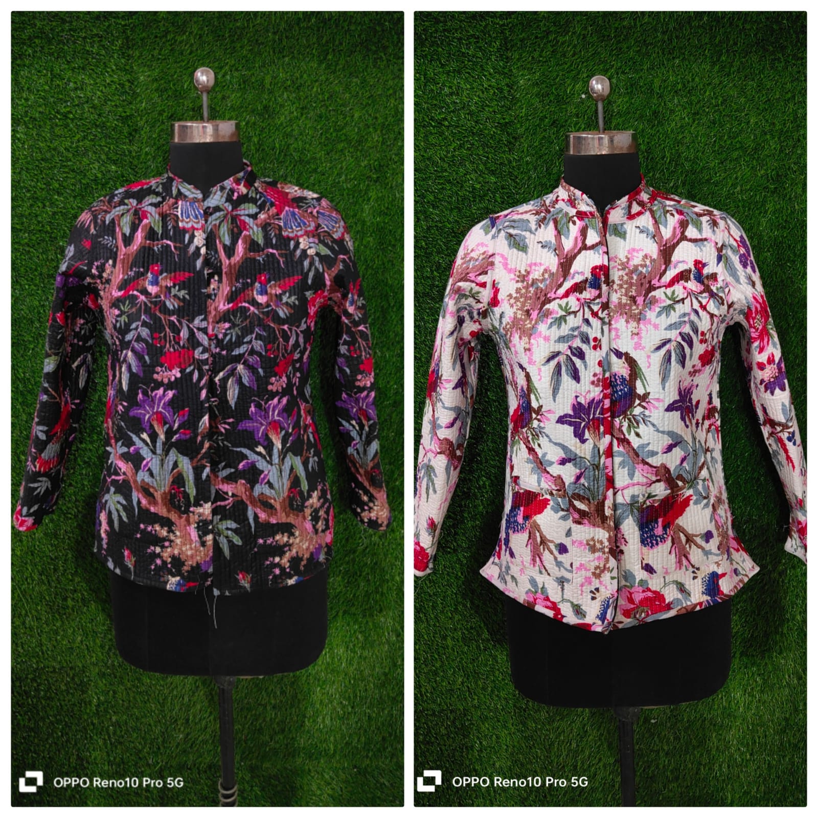 Floral Print Mandarin Collar Shirts