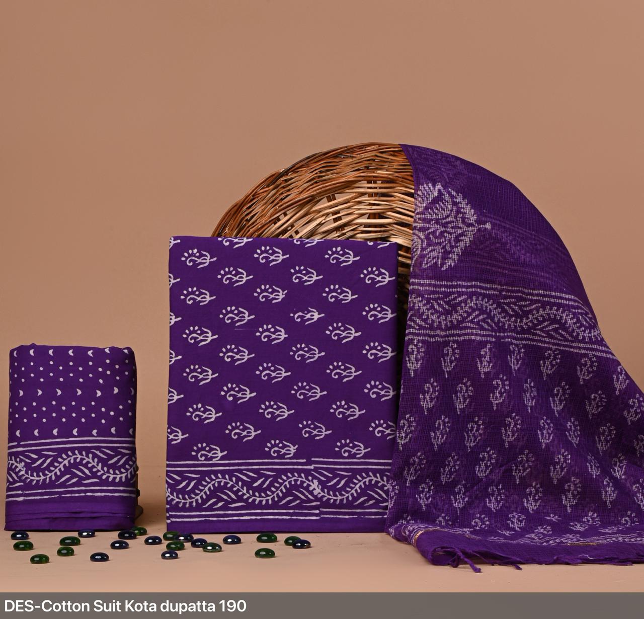 Cotton Suit with Kota Dupatta