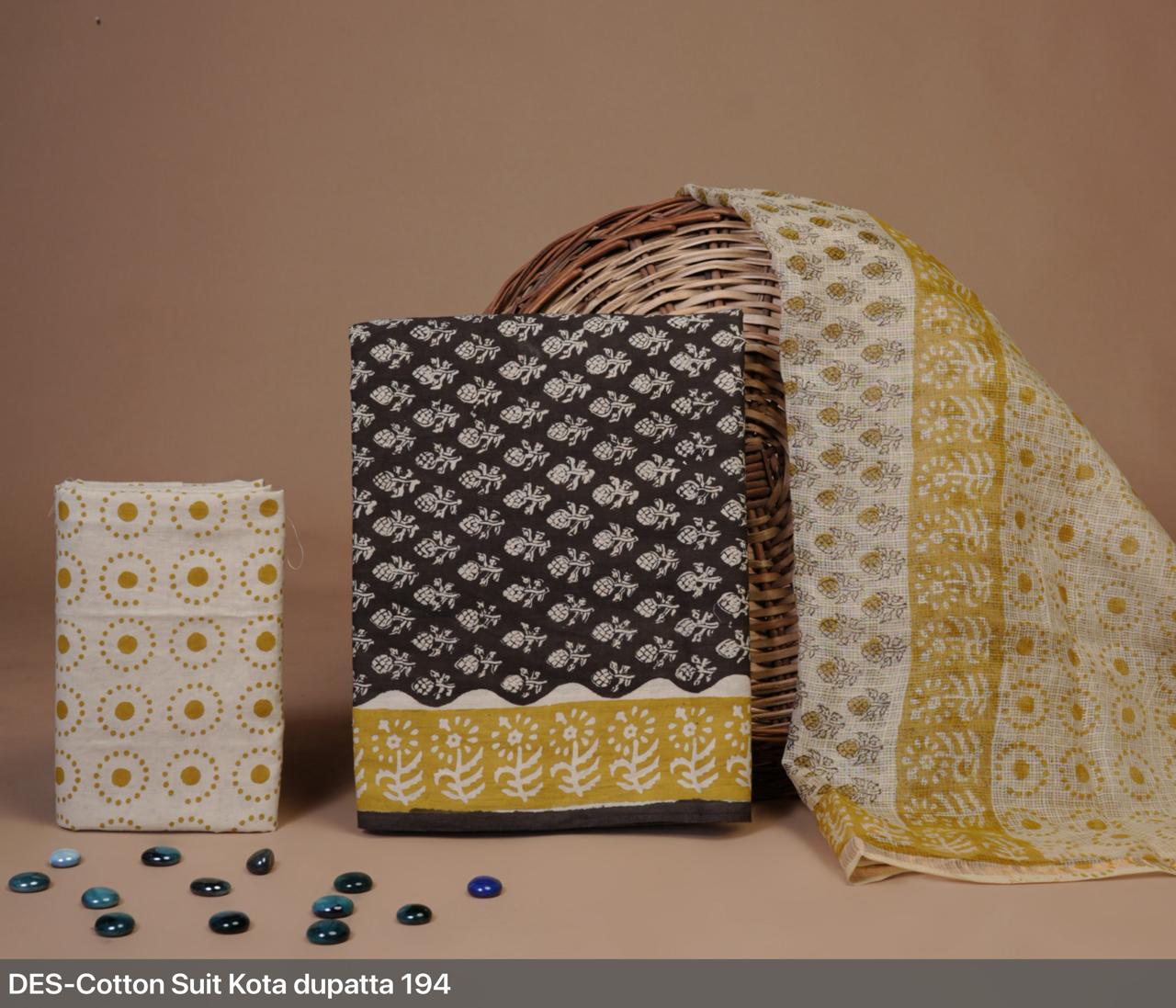 Cotton Suit Set with Kota Dupatta