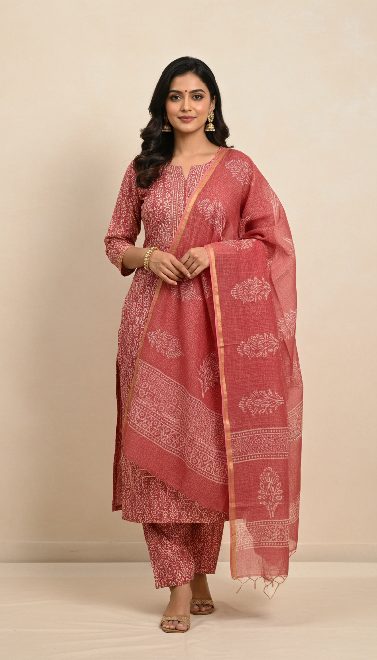 Printed Cotton Kurta Set