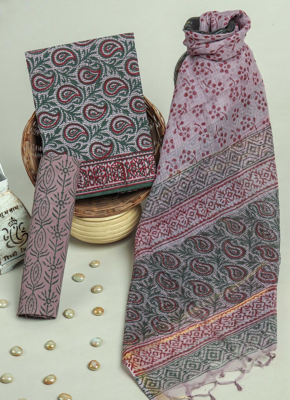 Block-Printed Cotton Suit Set