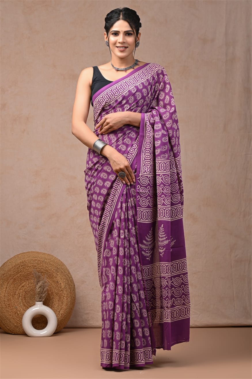 Purple Printed Saree