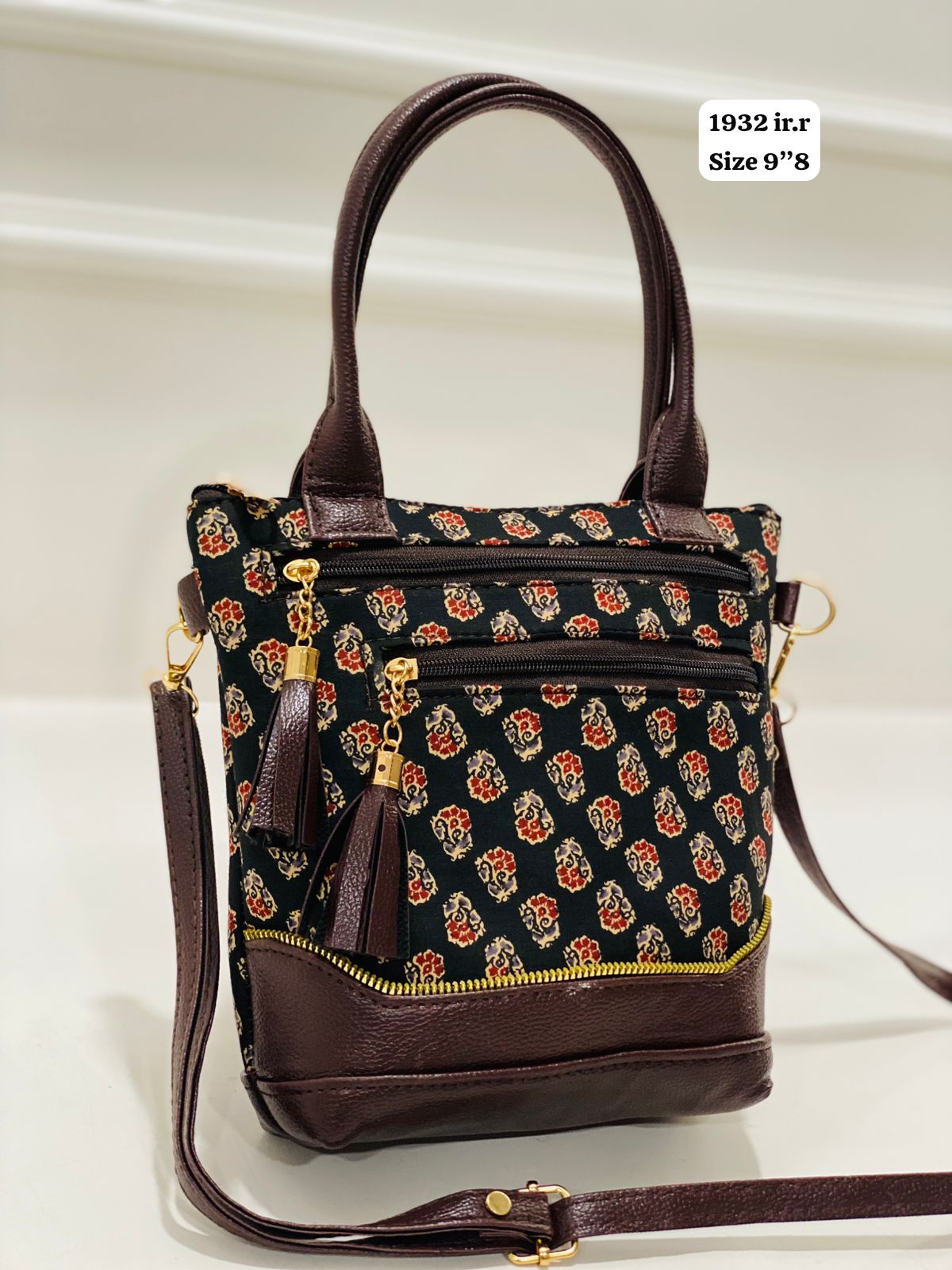 Floral Print Leather Tote