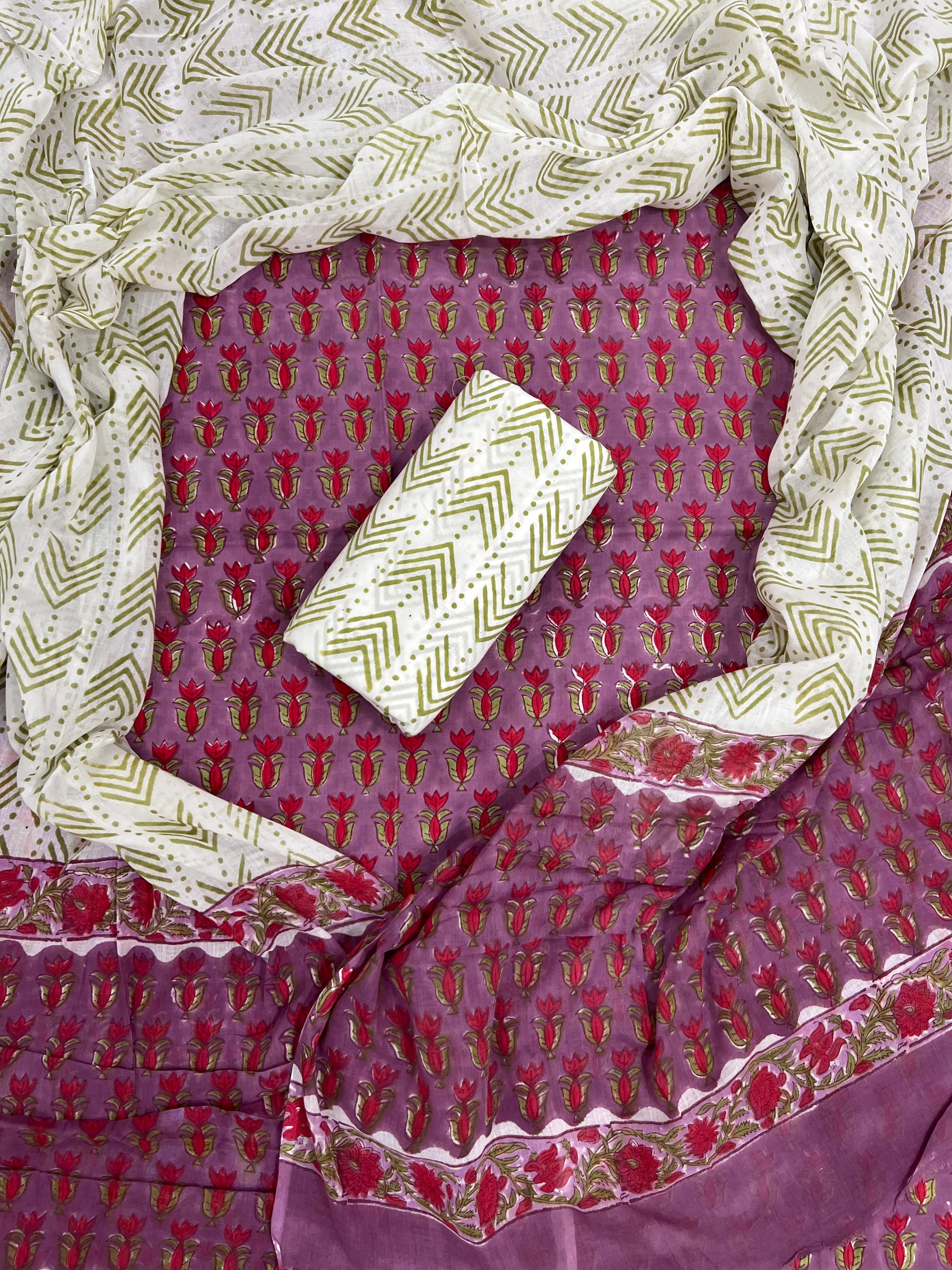 Elegant Printed Cotton Suit Set