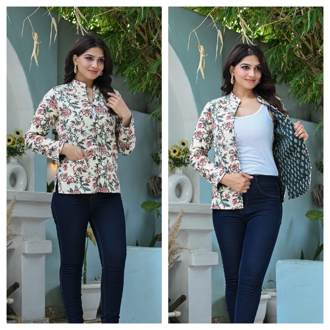 Floral Printed Quilted Jacket