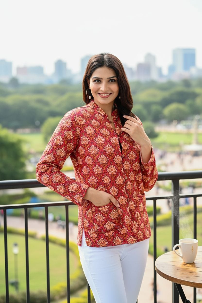 Red Printed Cotton Kurti