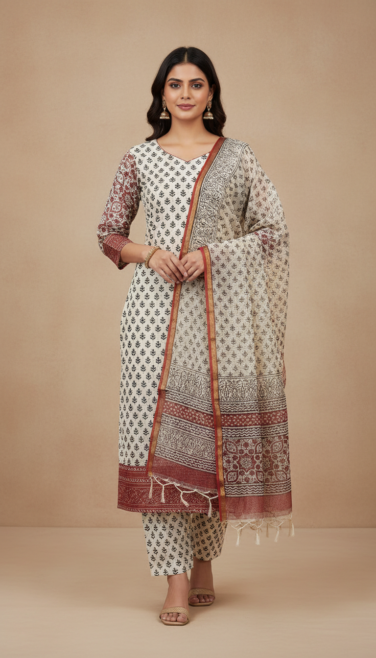 Printed Cotton Kurta Set