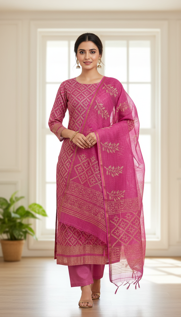 Pink Ethnic Printed Kurta Set