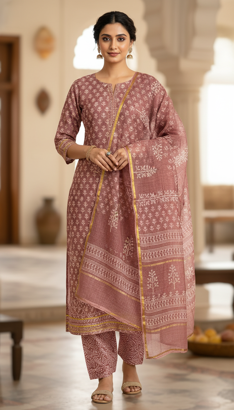 Printed Cotton Kurta Set