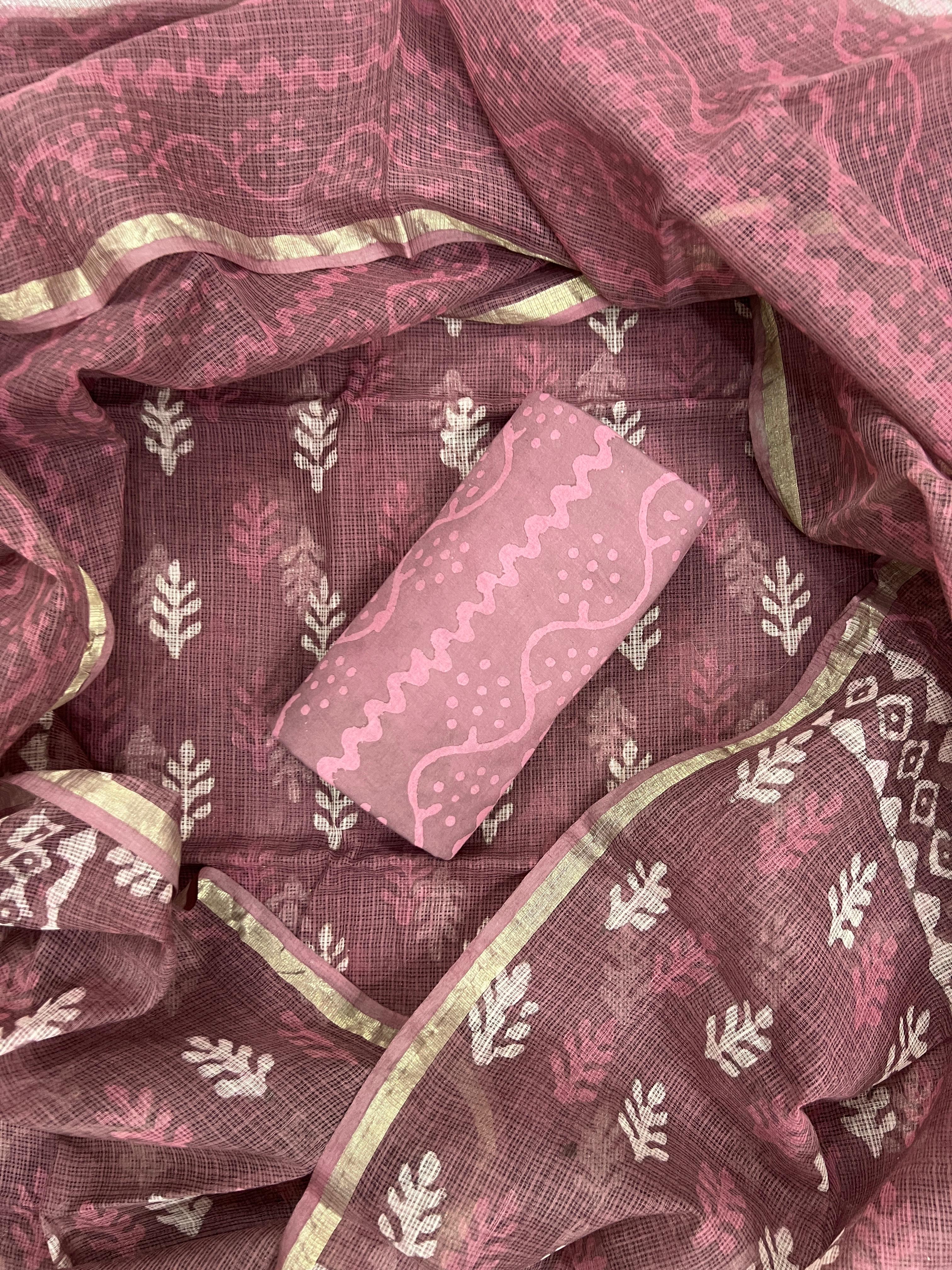 Handcrafted Pink Chanderi Saree