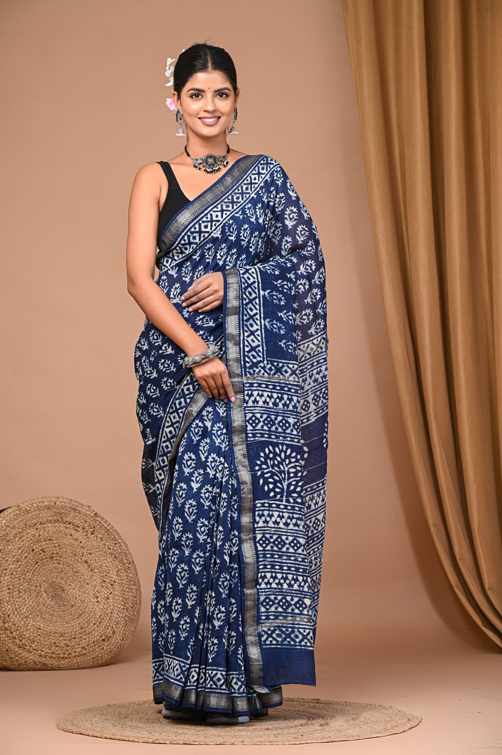 Handcrafted Blue Ikat Saree