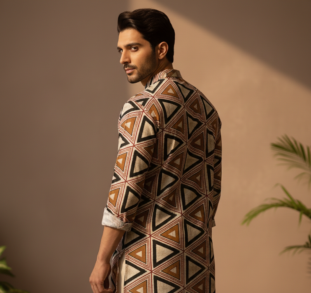 Geometric Print Kurta Set