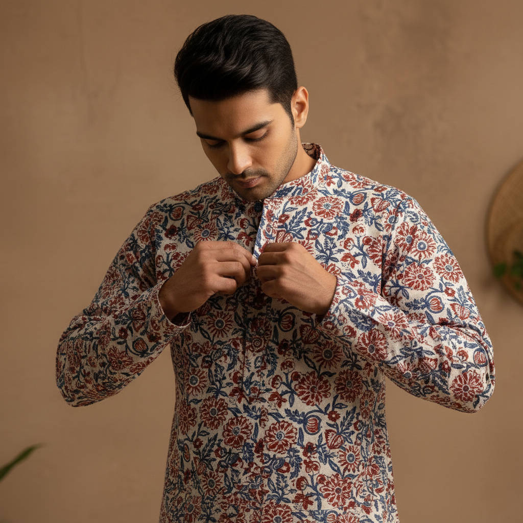 Floral Printed Cotton Kurta