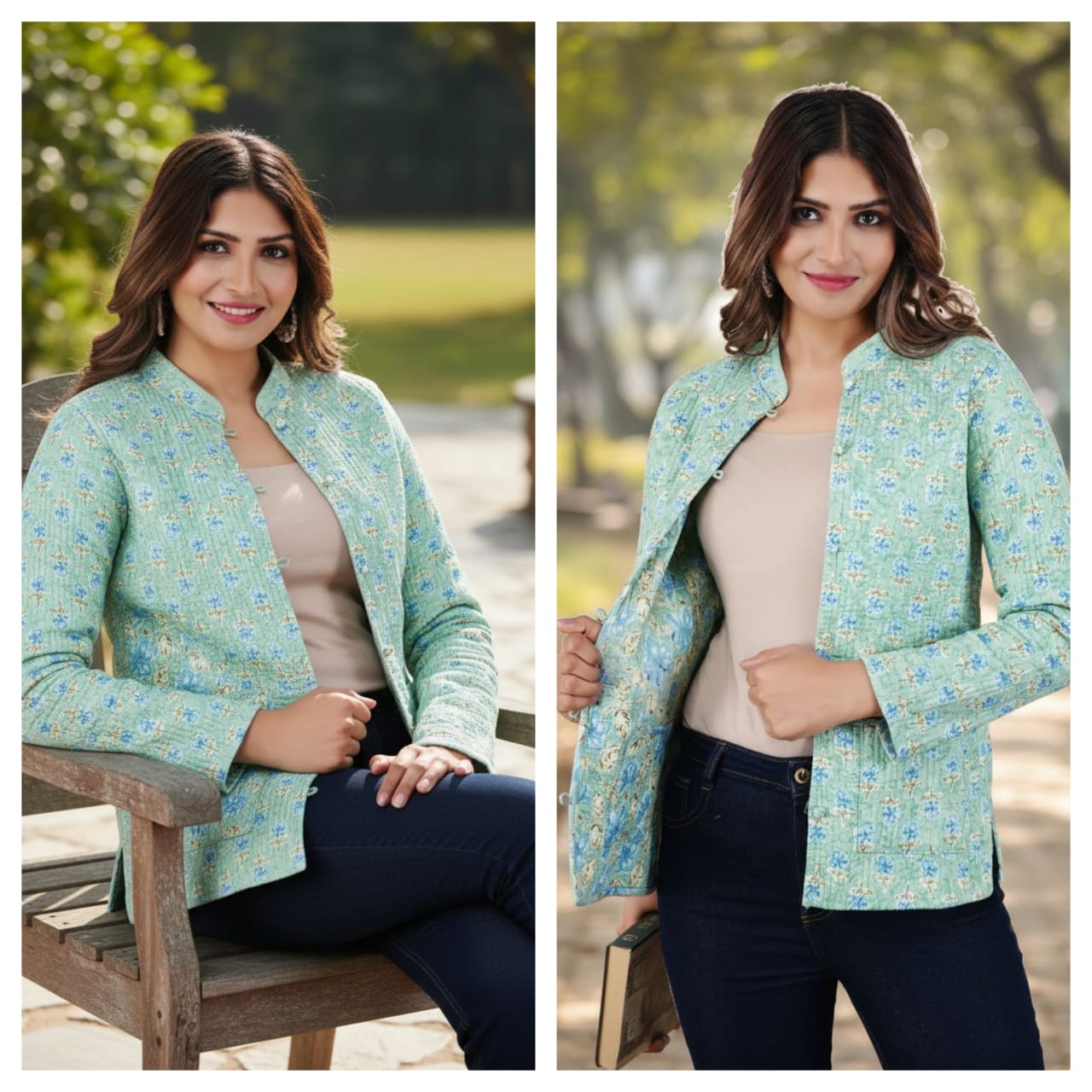 Light Blue Floral Tweed Jacket
