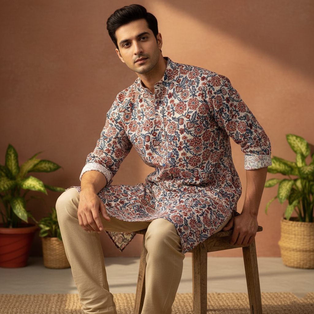 Floral Printed Cotton Kurta