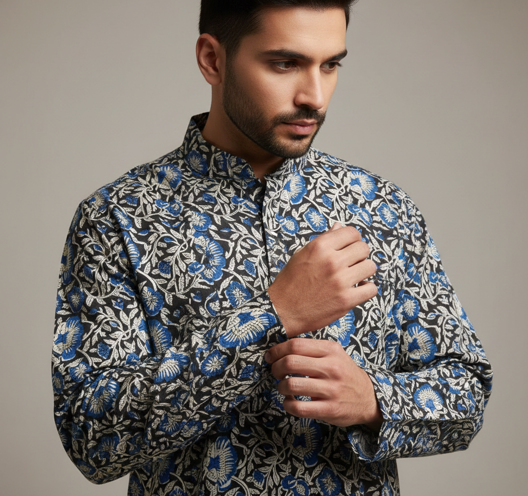 Men's Floral Long Kurta