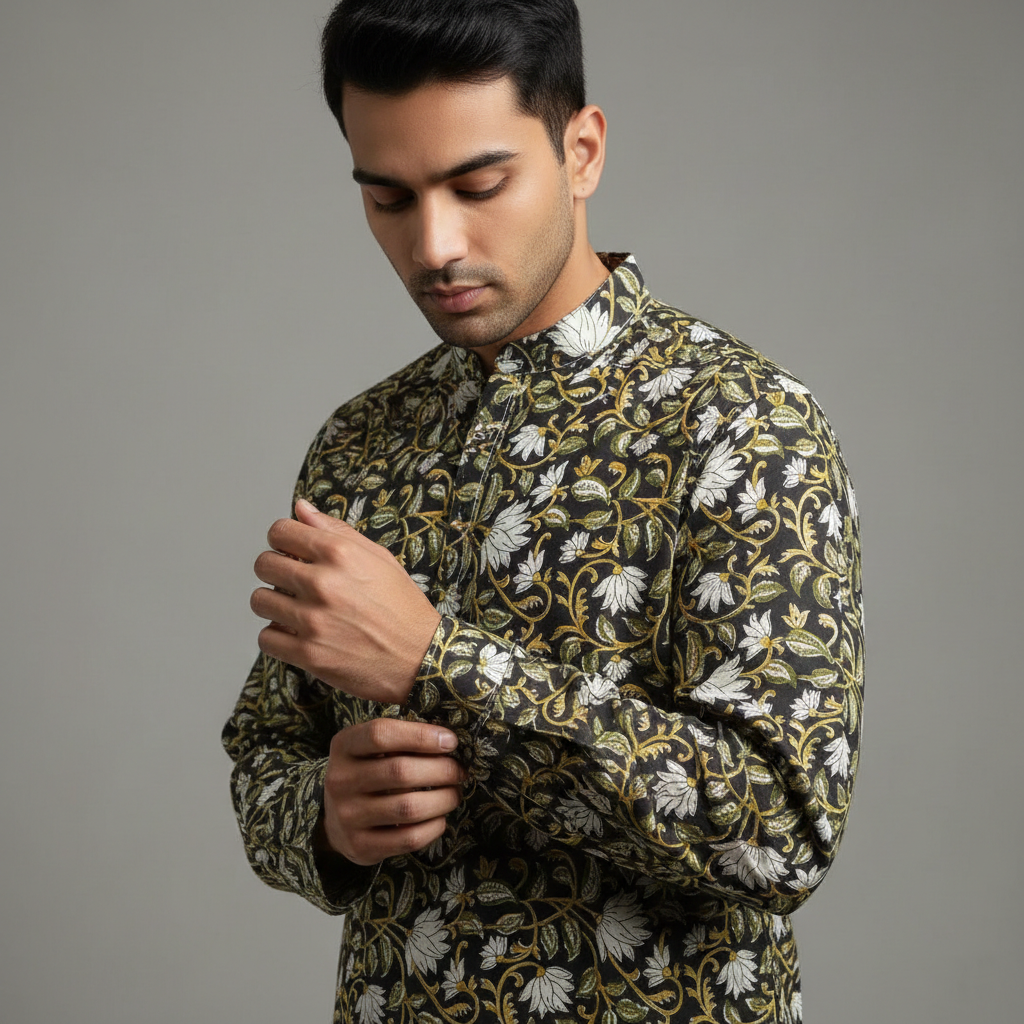 Men's Floral Printed Kurta