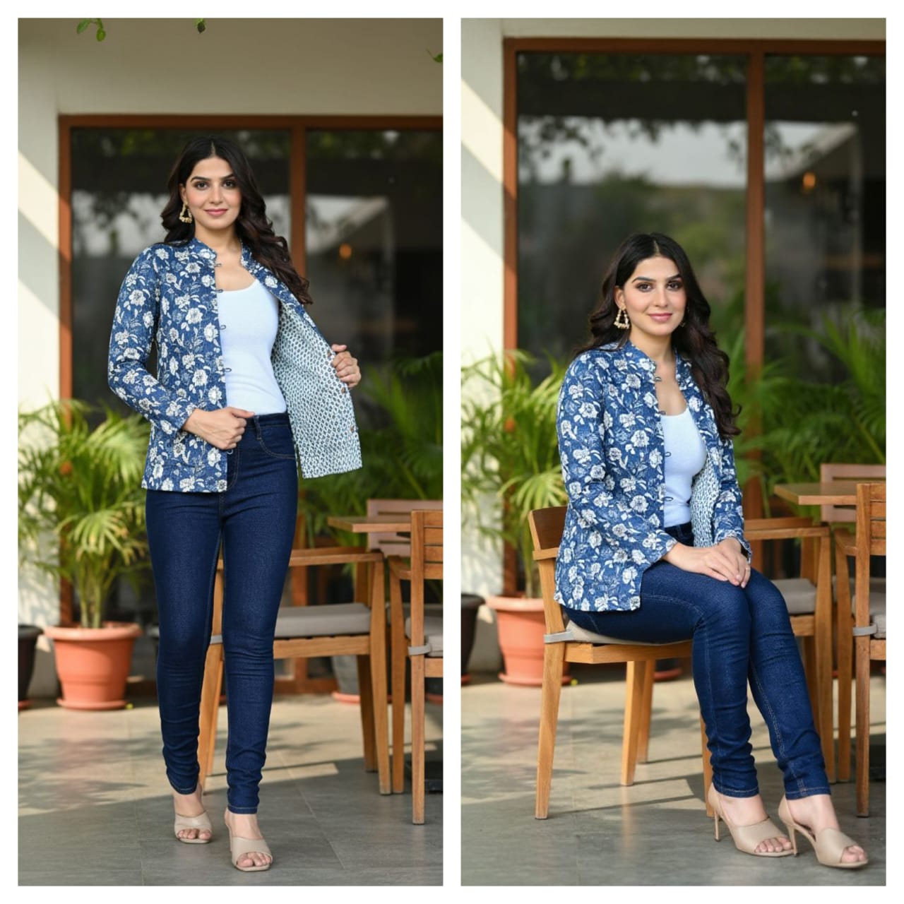 Light Blue Floral Tweed Jacket