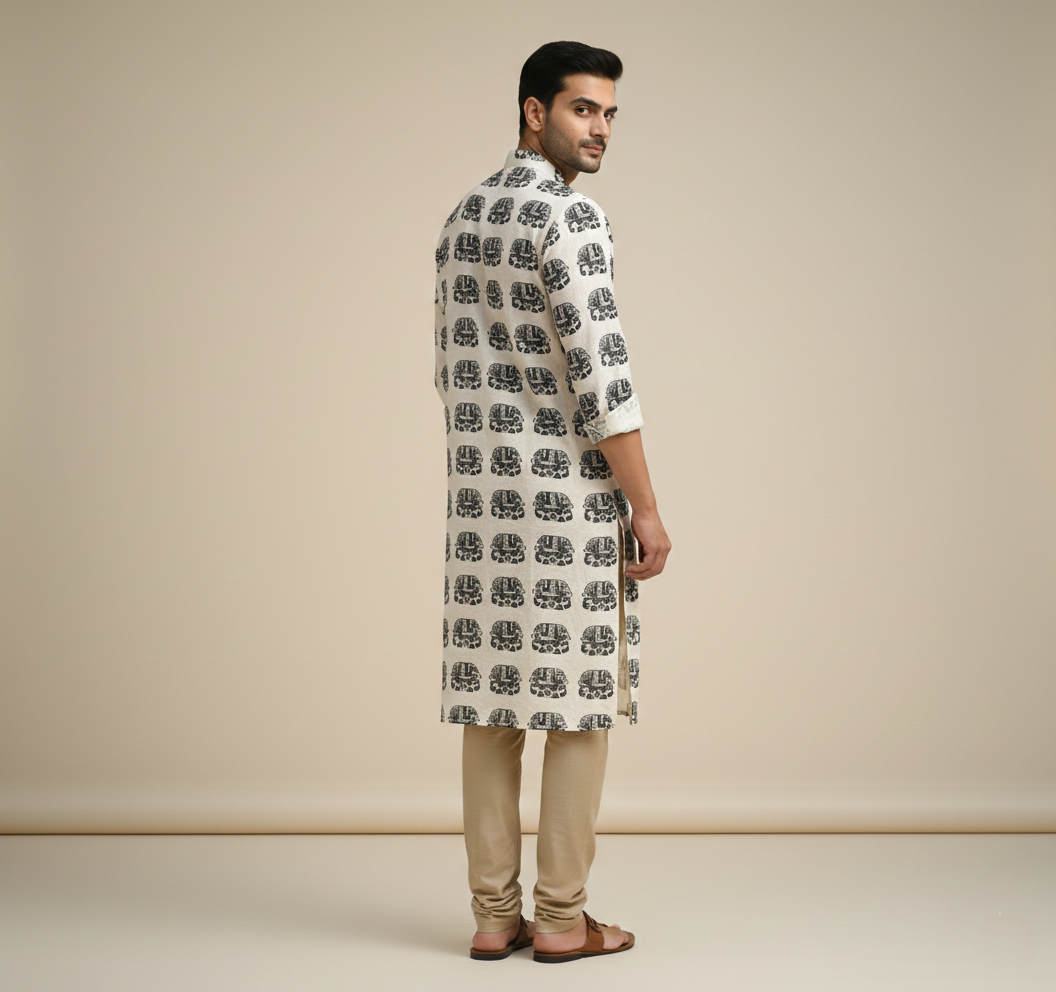 Elephant Print Cotton Kurta