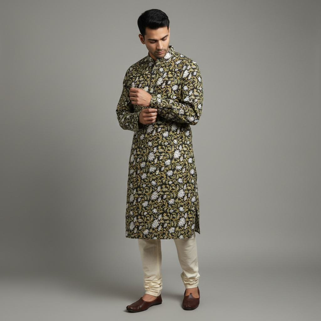 Men's Floral Printed Kurta