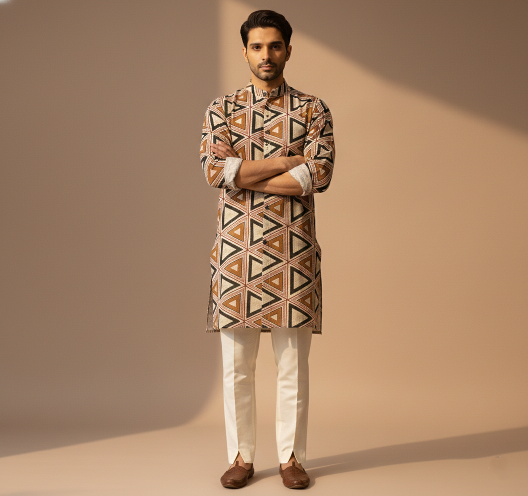 Geometric Print Kurta Set