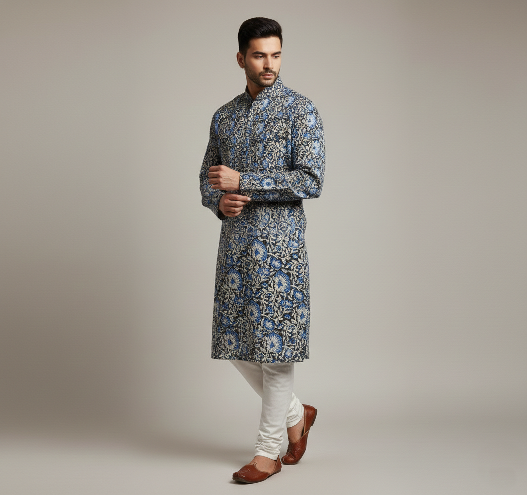 Men's Floral Long Kurta