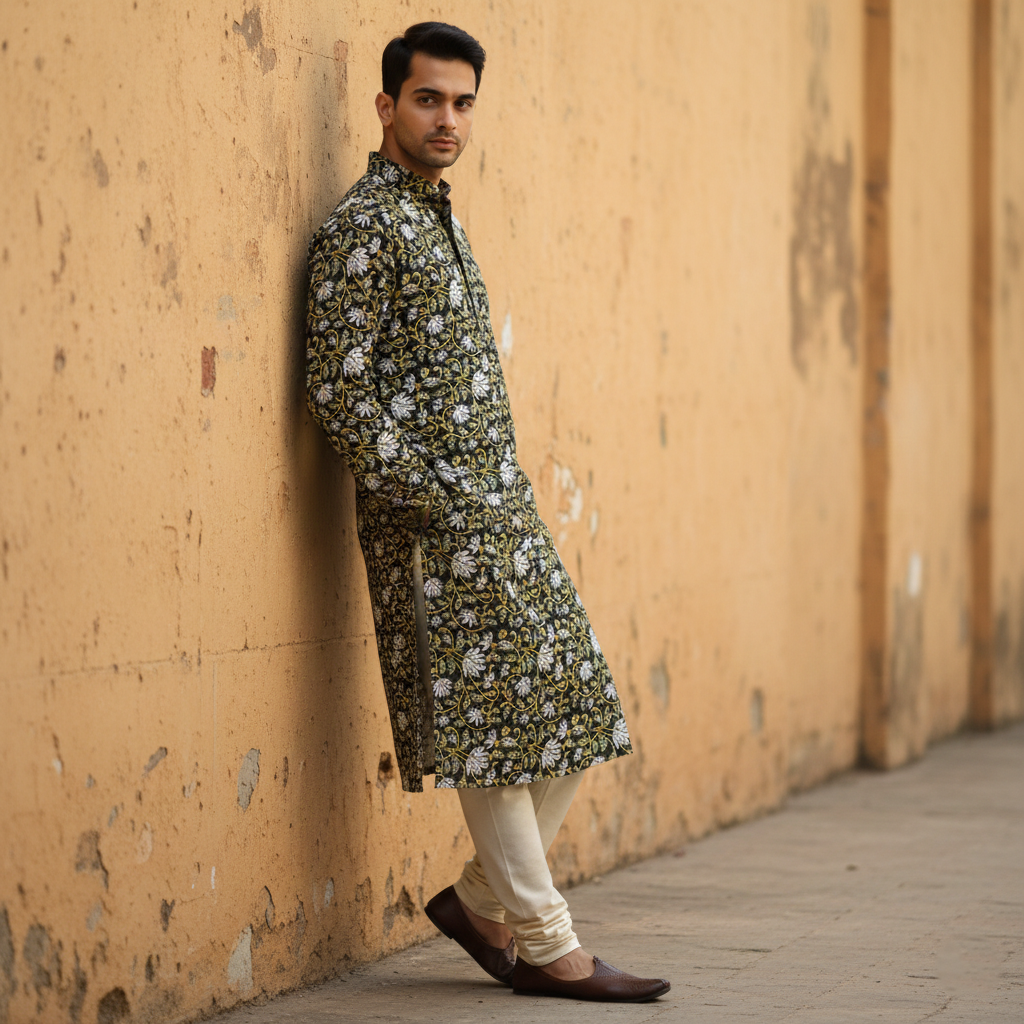 Men's Floral Printed Kurta