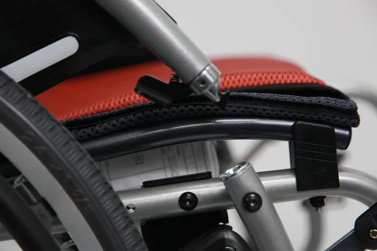 Karman -K-27- Ergonomic Wheelchair with Flip-Back Armrest and Swing Away Footrest in Red/Orange/Silver