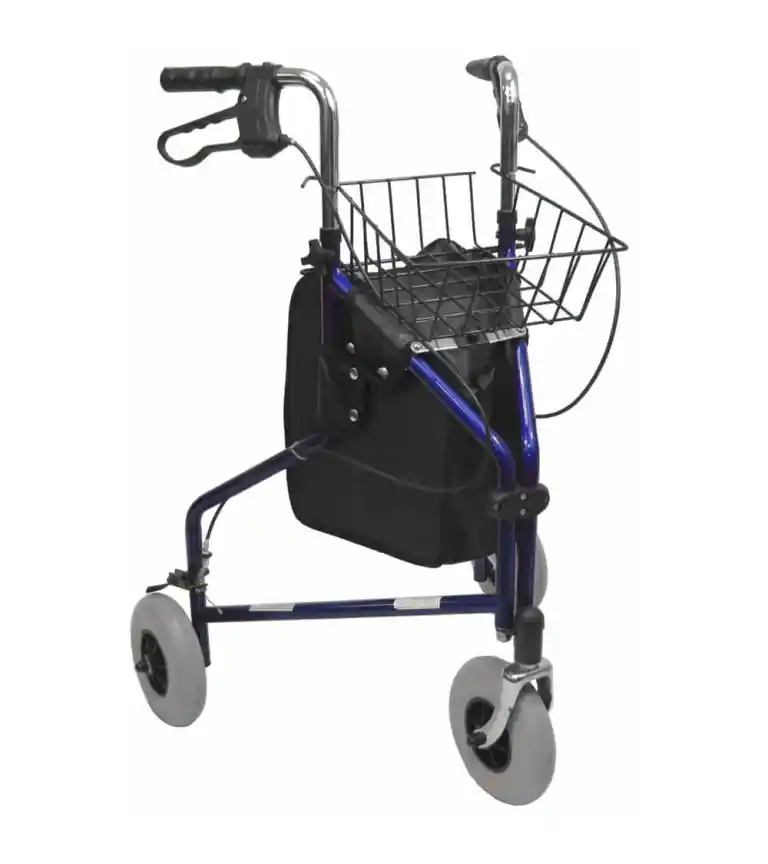 Karman-K-129 -  3 Wheel Rollator with Large 8" Casters , Aluminum, 13lbs - Blue/Burgundy