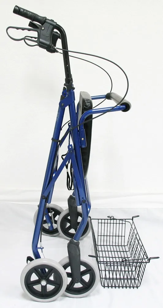 Karman - K-139- Extra Wide Bariatric Rollator with Padded Flip-down Seat, Steel, 24 lbs.-Blue