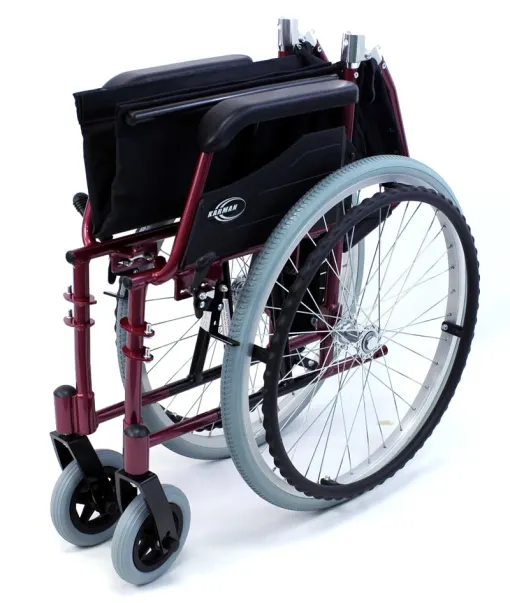  18" seat 24 lbs. Ultra Lightweight Wheelchair with Swing Away Footrest in Black, Burgundy, Silver